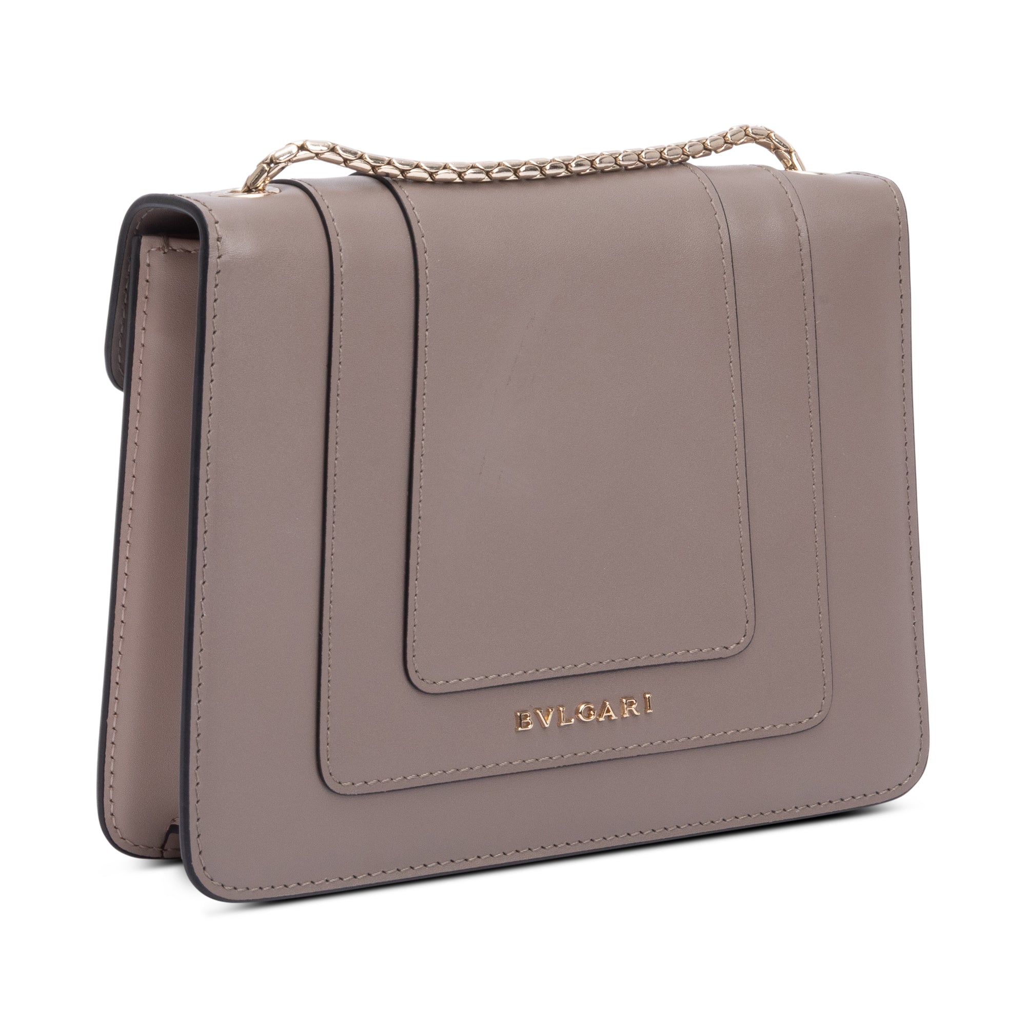 BVLGARI Taupe Calfskin Leather Serpenti Forever Crossbody Bag