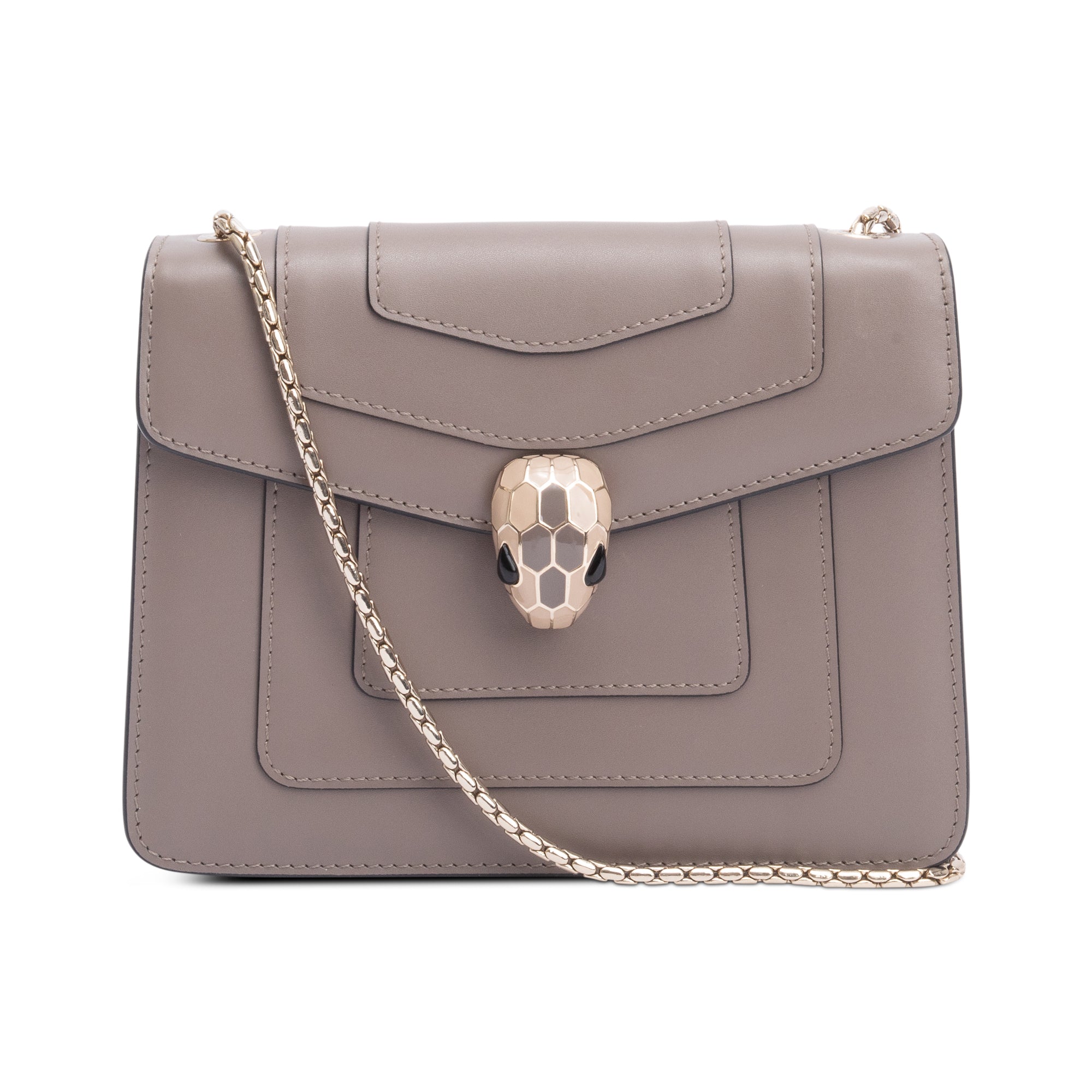 BVLGARI Taupe Calfskin Leather Serpenti Forever Crossbody Bag