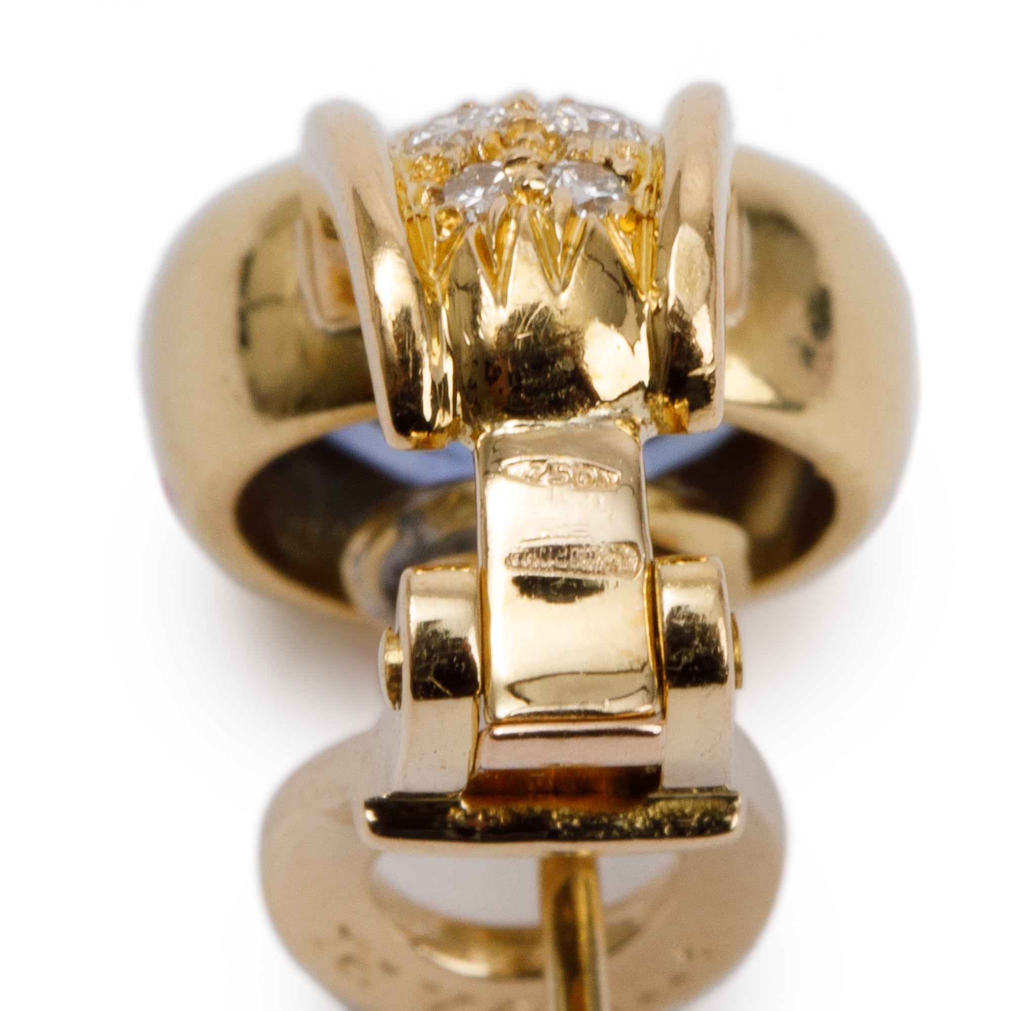 BVLGARI Vintage 18k Yellow Gold Blue Sapphire & Diamond Earrings