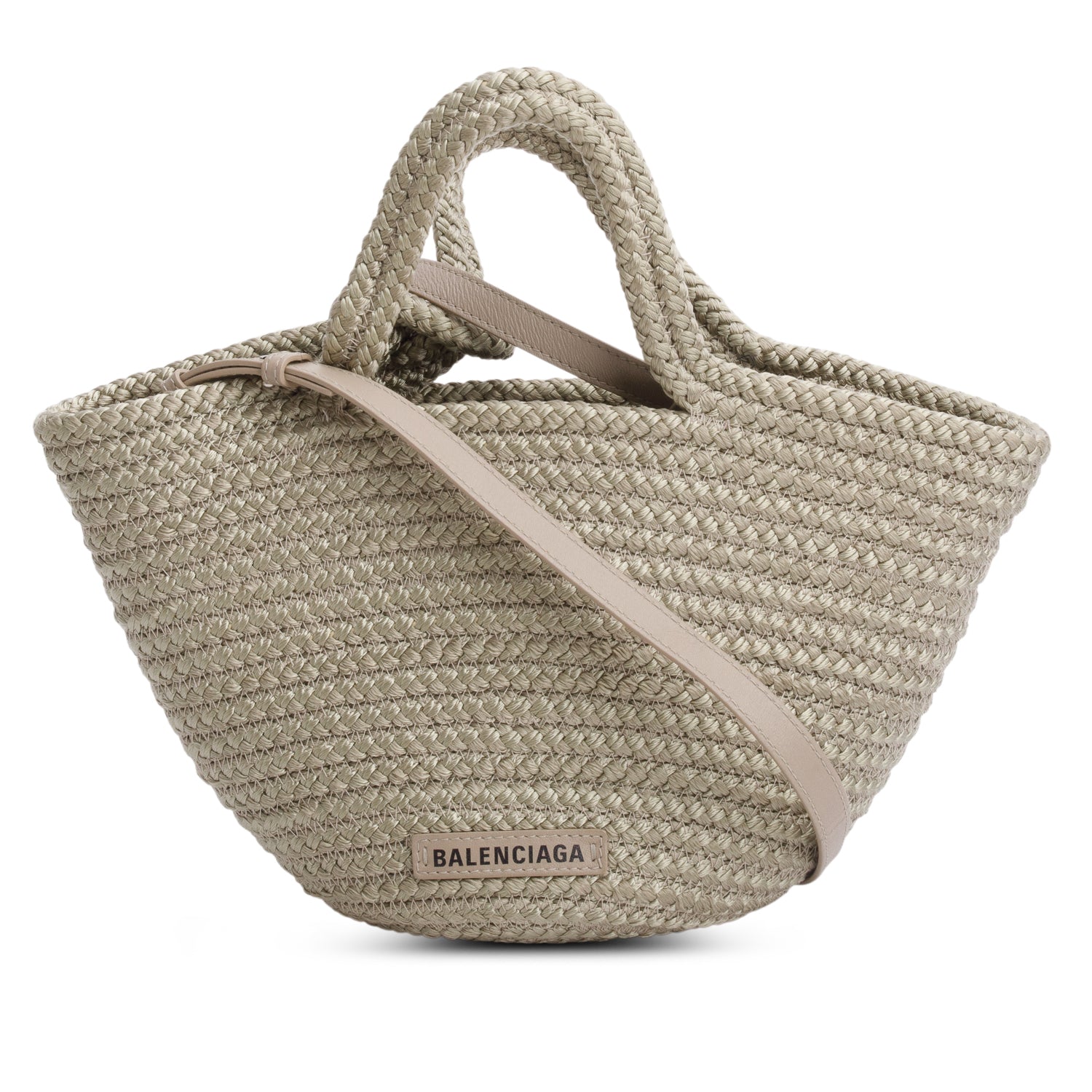 Balenciaga Green Raffia Woven Small Ibiza Basket Bag w/ Strap