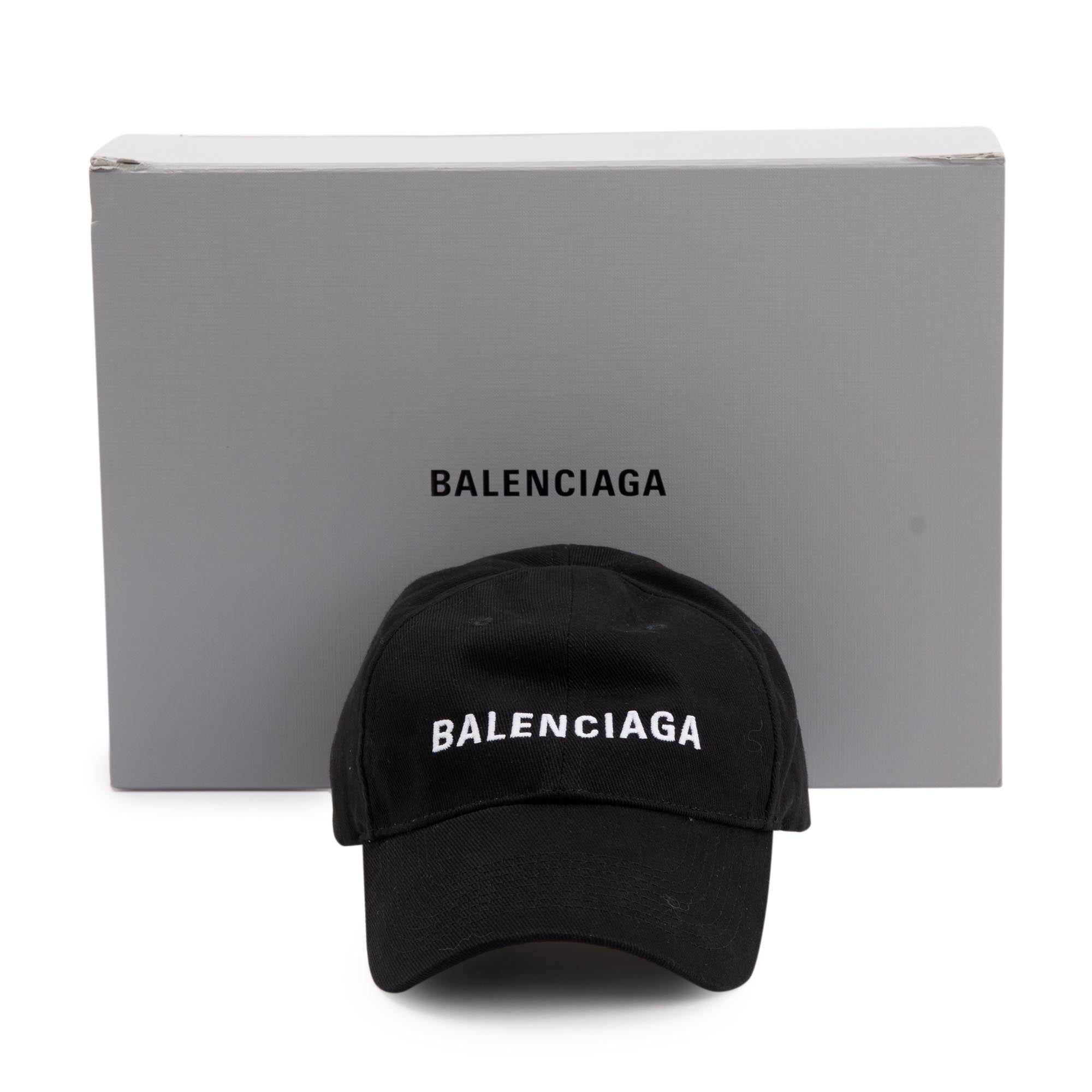 Balenciaga 2021 Black Cotton Logo Baseball Cap, L 59 w/ Box – OLIVER'S
