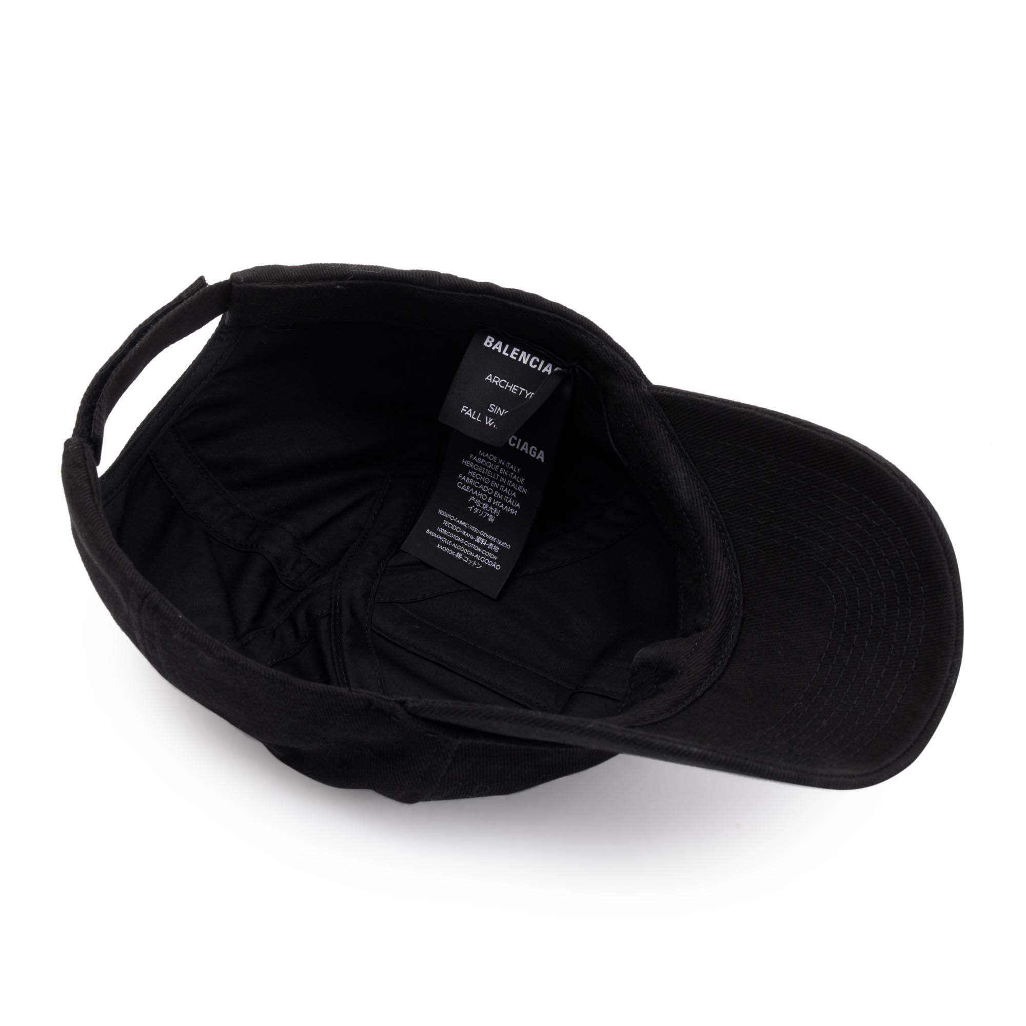 Balenciaga 2021 Black Cotton Logo Baseball Cap, L 59 w/ Box