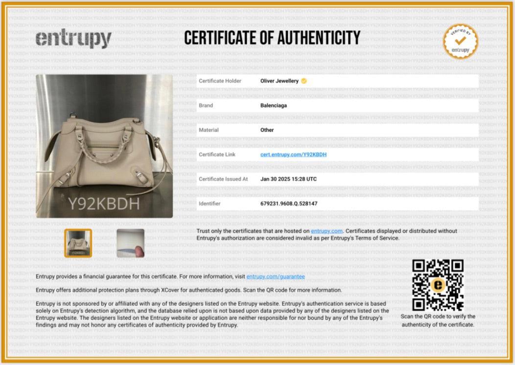 Balenciaga 2022 Beige Calfskin Leather Neo Classic XS City Bag w/ Strap , Receipt & Box