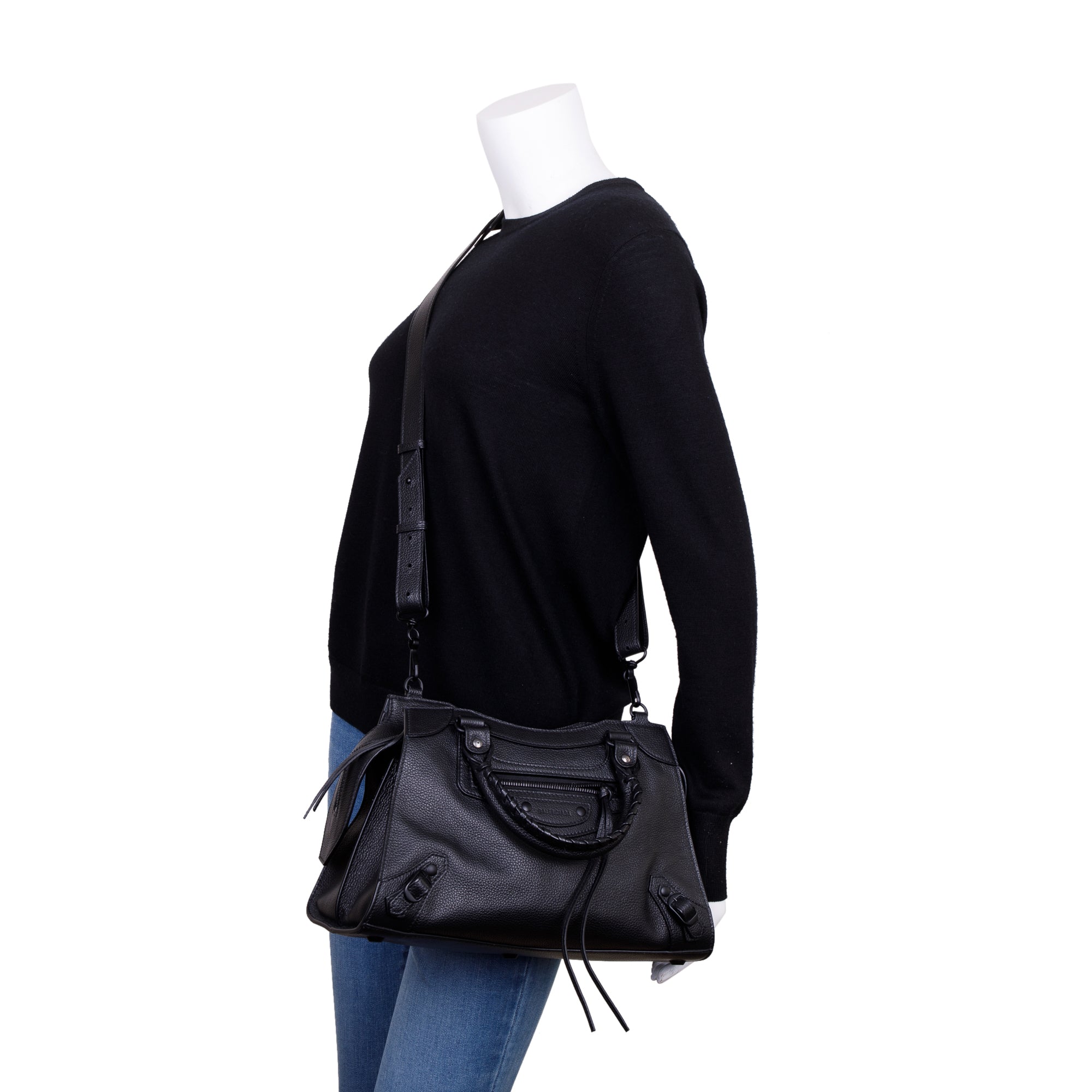 Balenciaga 2022 Black Calfskin Leather Small Neo Classic Top Handle Bag w/ Box & Receipt