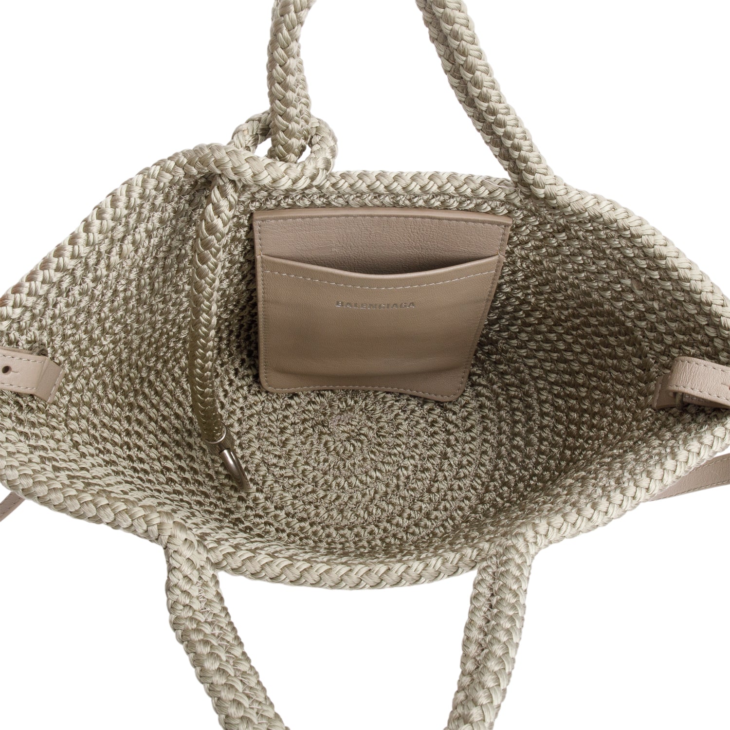 Balenciaga Green Raffia Woven Small Ibiza Basket Bag w/ Strap