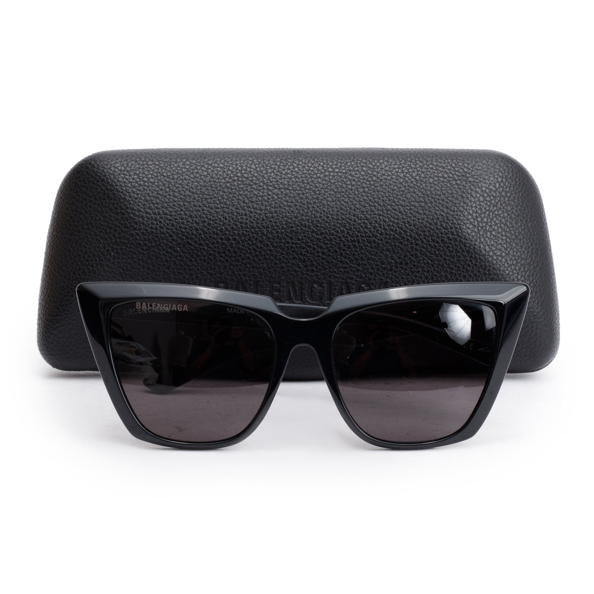 Balenciaga BB0046S Black Acetate Cat-Eye Sunglasses w/ Case