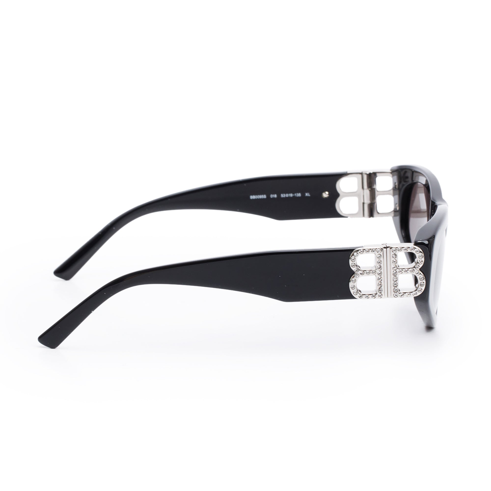 Balenciaga BB0095S Black Acetate Crystal Dynasty D-Frame Sunglasses w/ Case