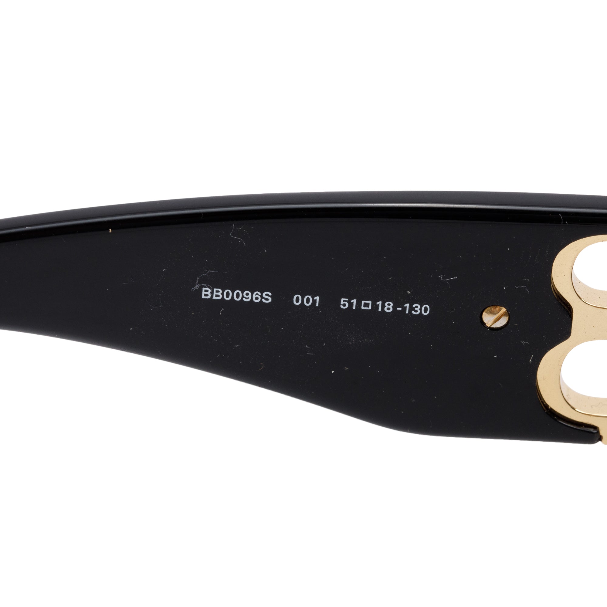 Balenciaga BB0096S Dynasty Black Acetate Rectangle Sunglasses w/ Case