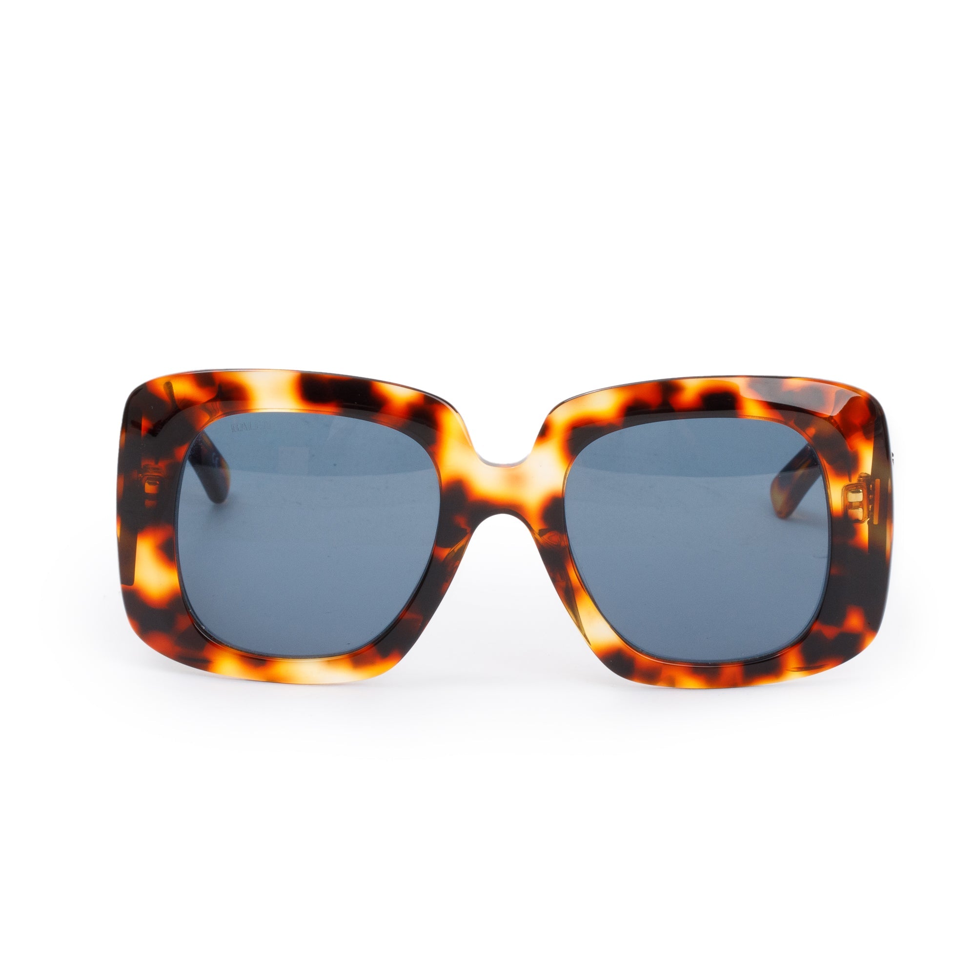 Balenciaga BB0119S Brown Havana Acetate Oversized Square Sunglasses w/ Case