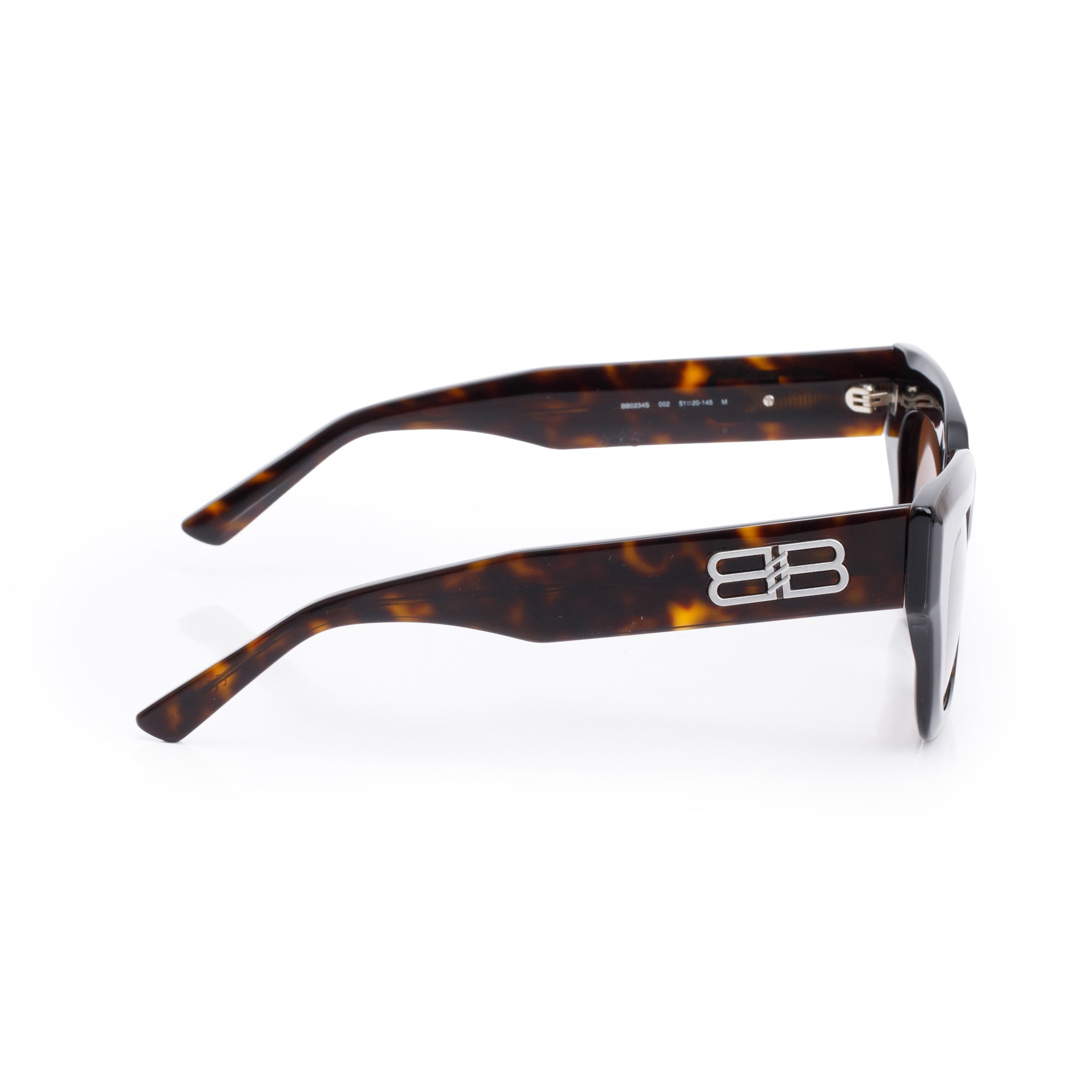 Balenciaga BB0235S Havana Acetate BB Solid Rectangular Sunglasses