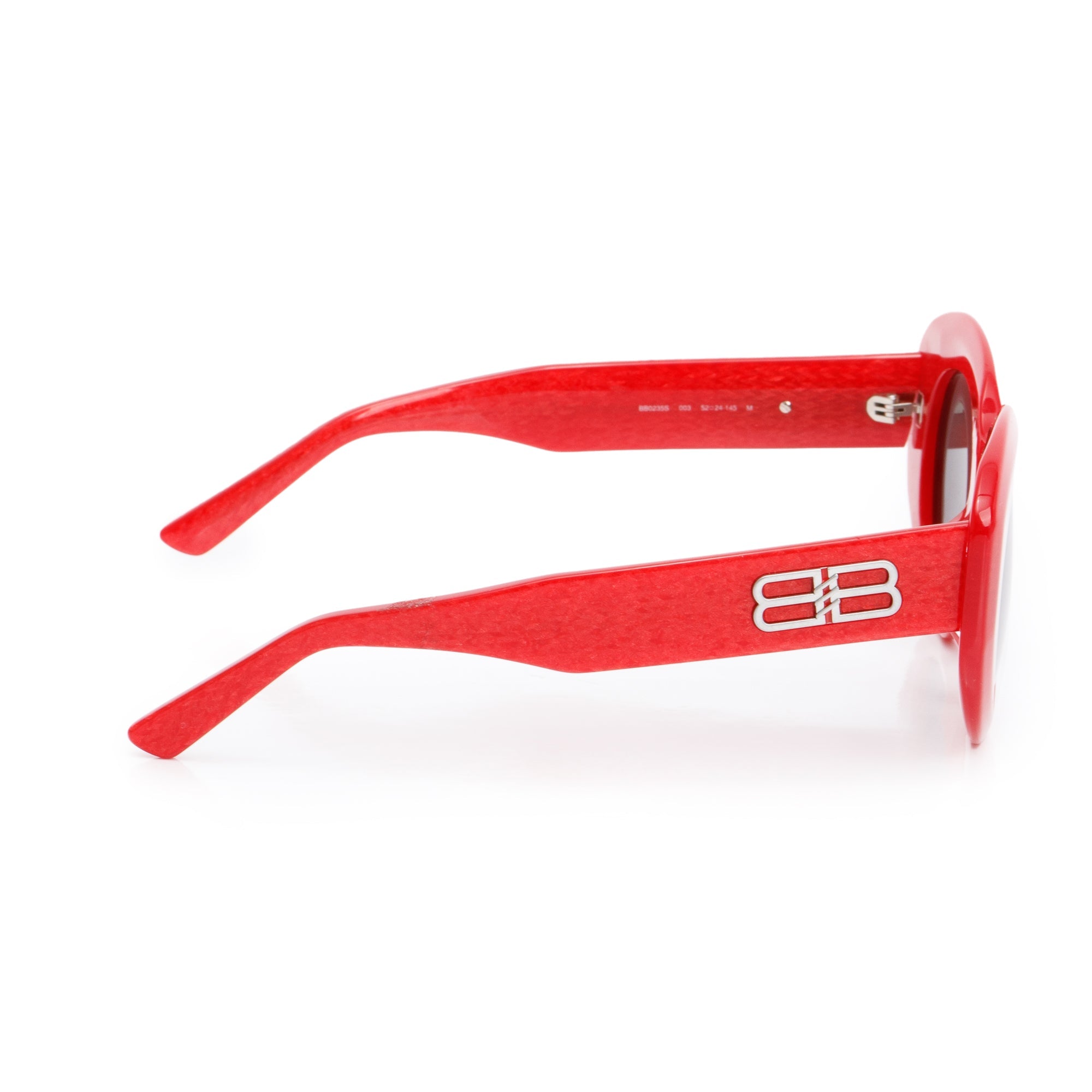 Balenciaga BB0235S Red Acetate Solid Cat-Eye Sunglasses
