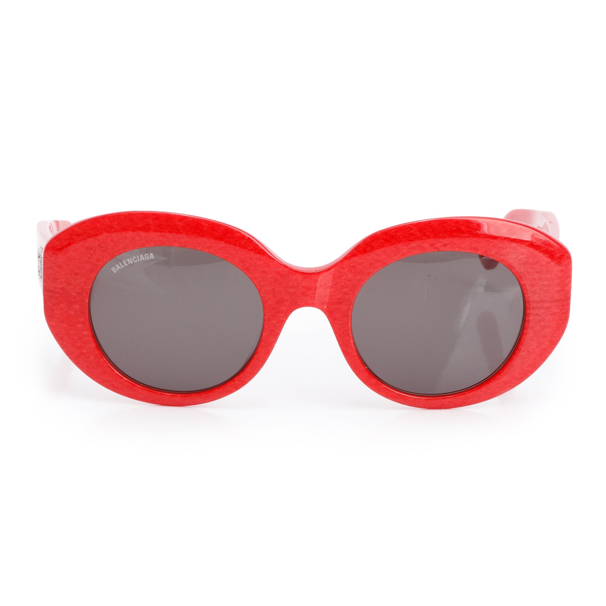 Balenciaga BB0235S Red Acetate Solid Cat-Eye Sunglasses