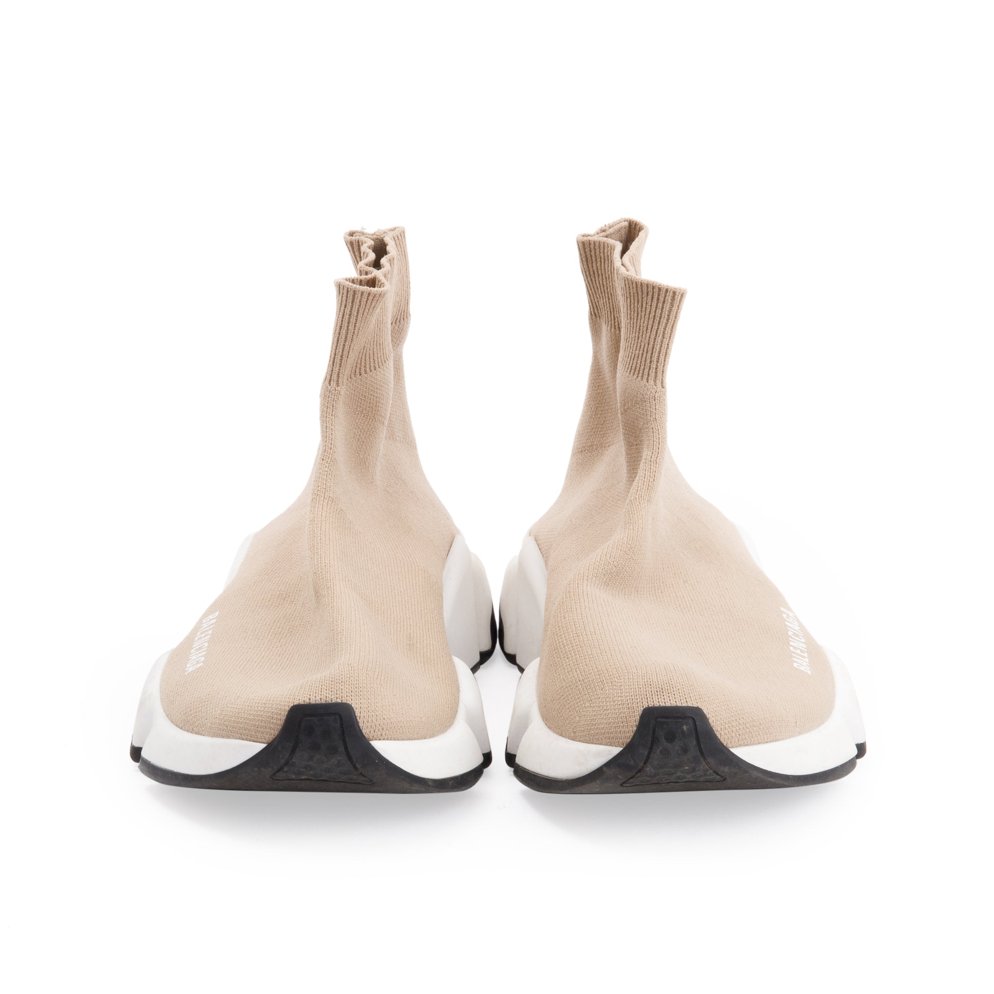 Balenciaga Beige Knit Speed Trainer Sock Sneaker, Size 36 w/ Box