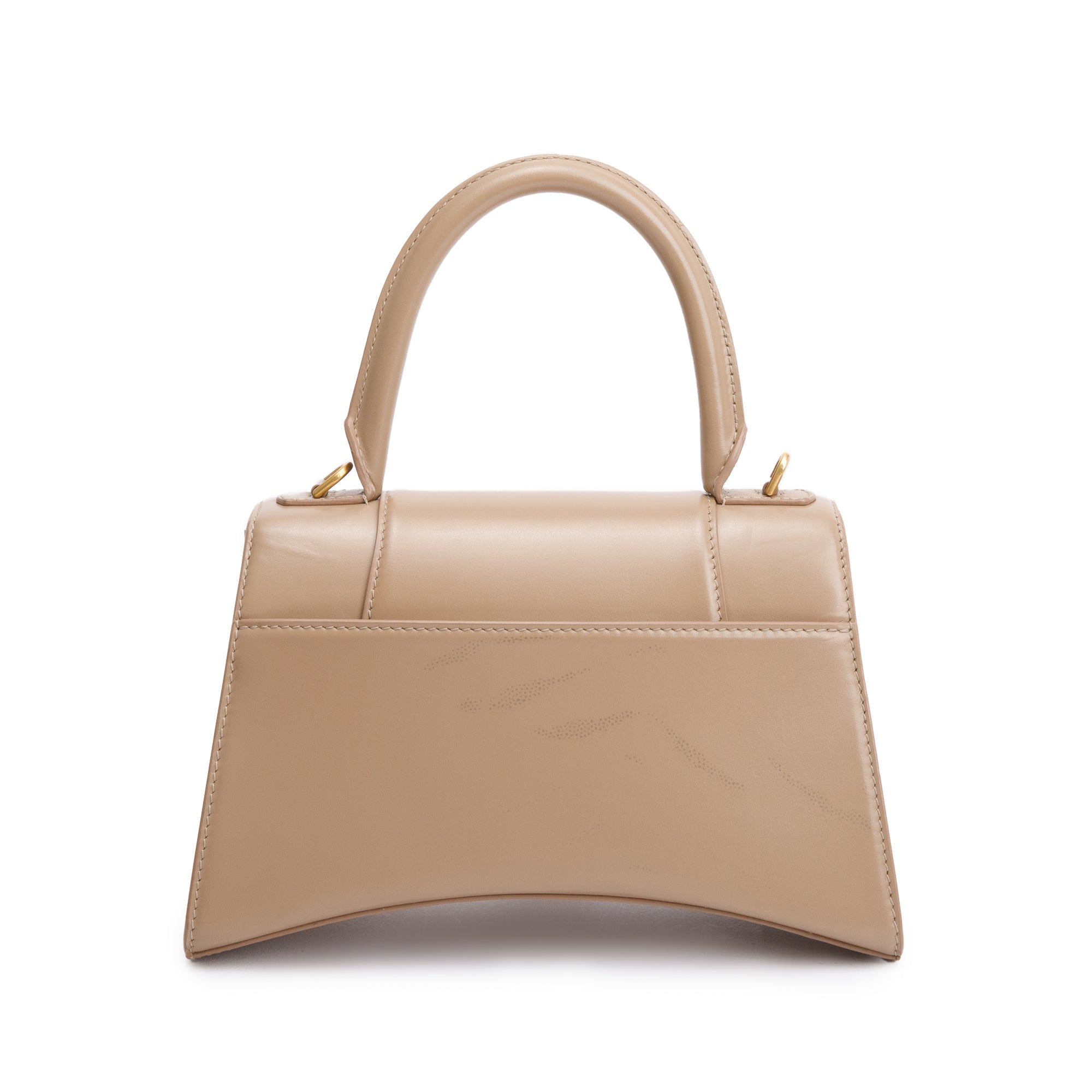 Balenciaga Beige Leather Small Hourglass Top Handle Bag w/ Strap