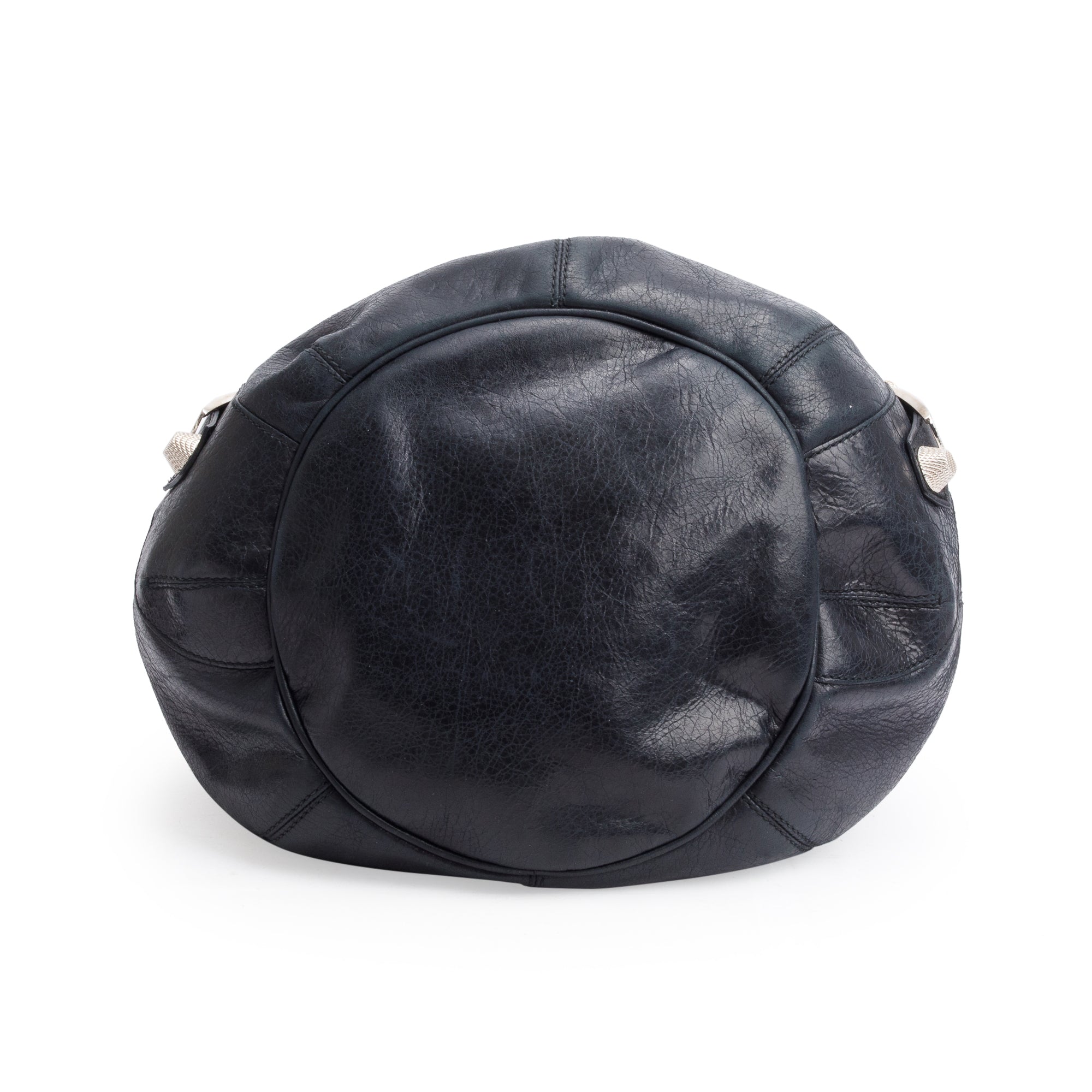 Balenciaga Black Agneau Leather Motocross Giant 12 Large Pom Pom Bag w/ Strap