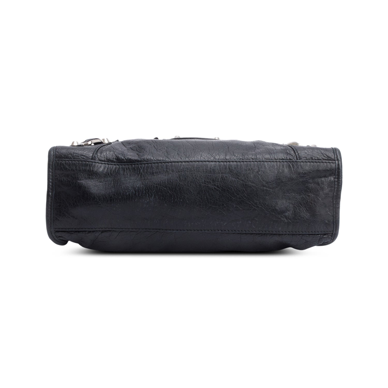 Balenciaga Black Agneau Leather Small Logo Strap Motocross Classic City Bag