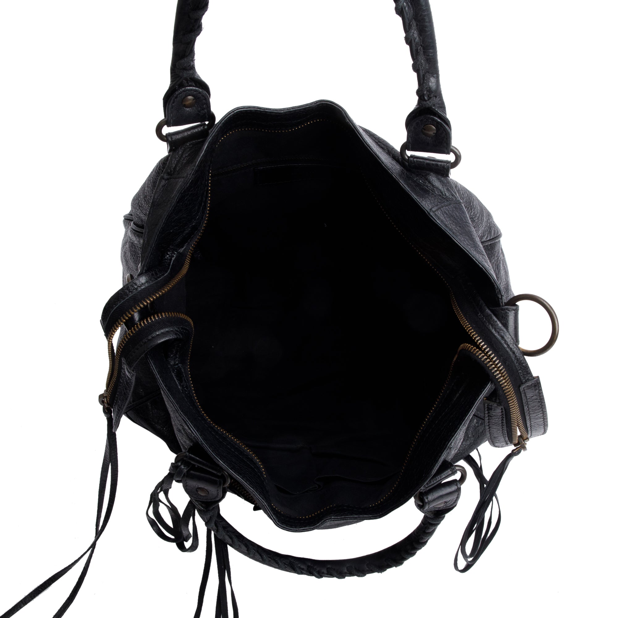 Balenciaga Black Agneu Leather Motocross Classic City Velo Bag