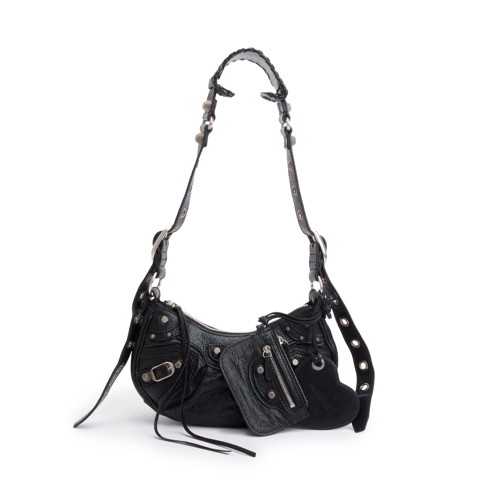Balenciaga Black Arena Calfskin Leather Le Cagole XS Shoulder Bag w/ Receipt