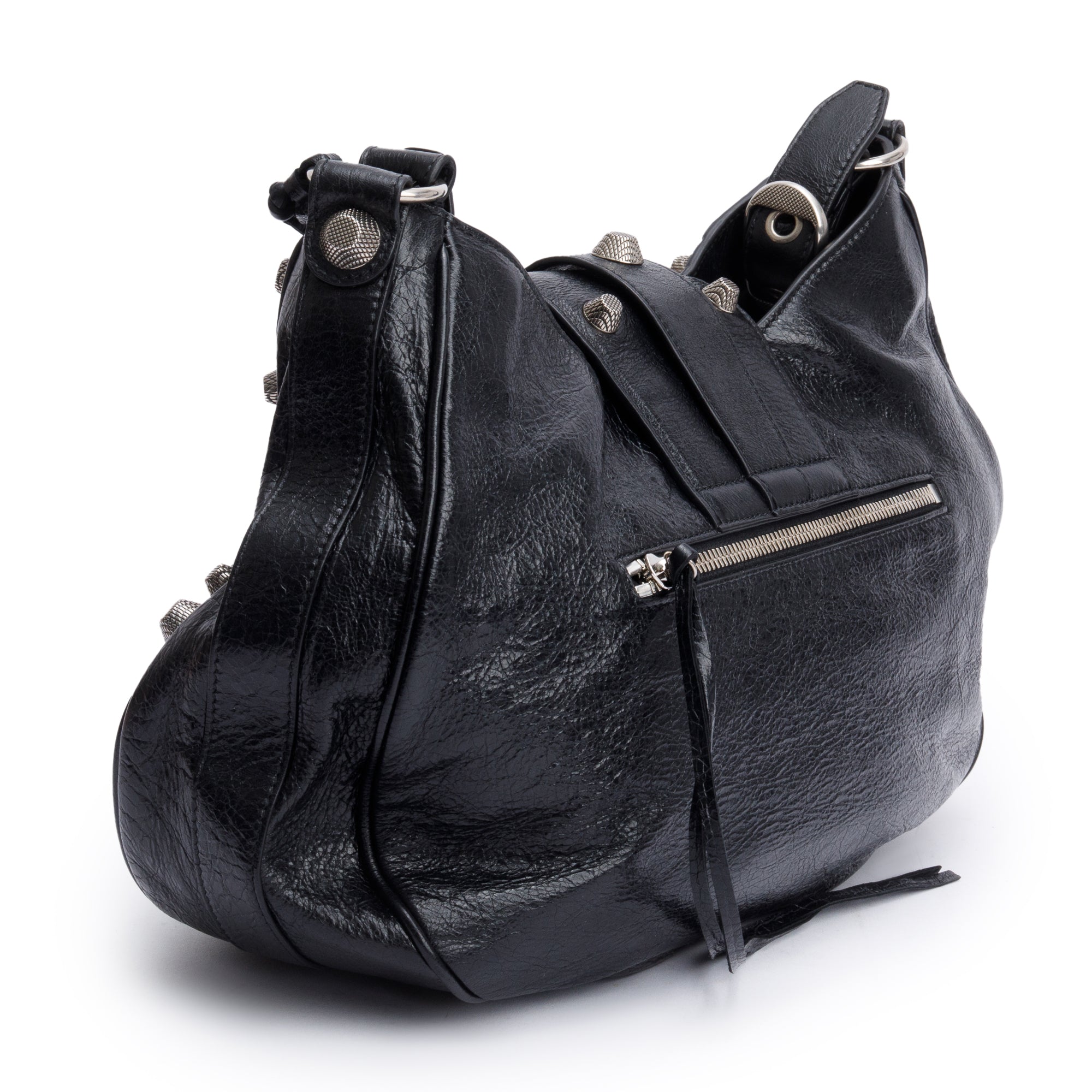 Balenciaga Black Arena Leather Le Cagole Medium Shoulder Bag