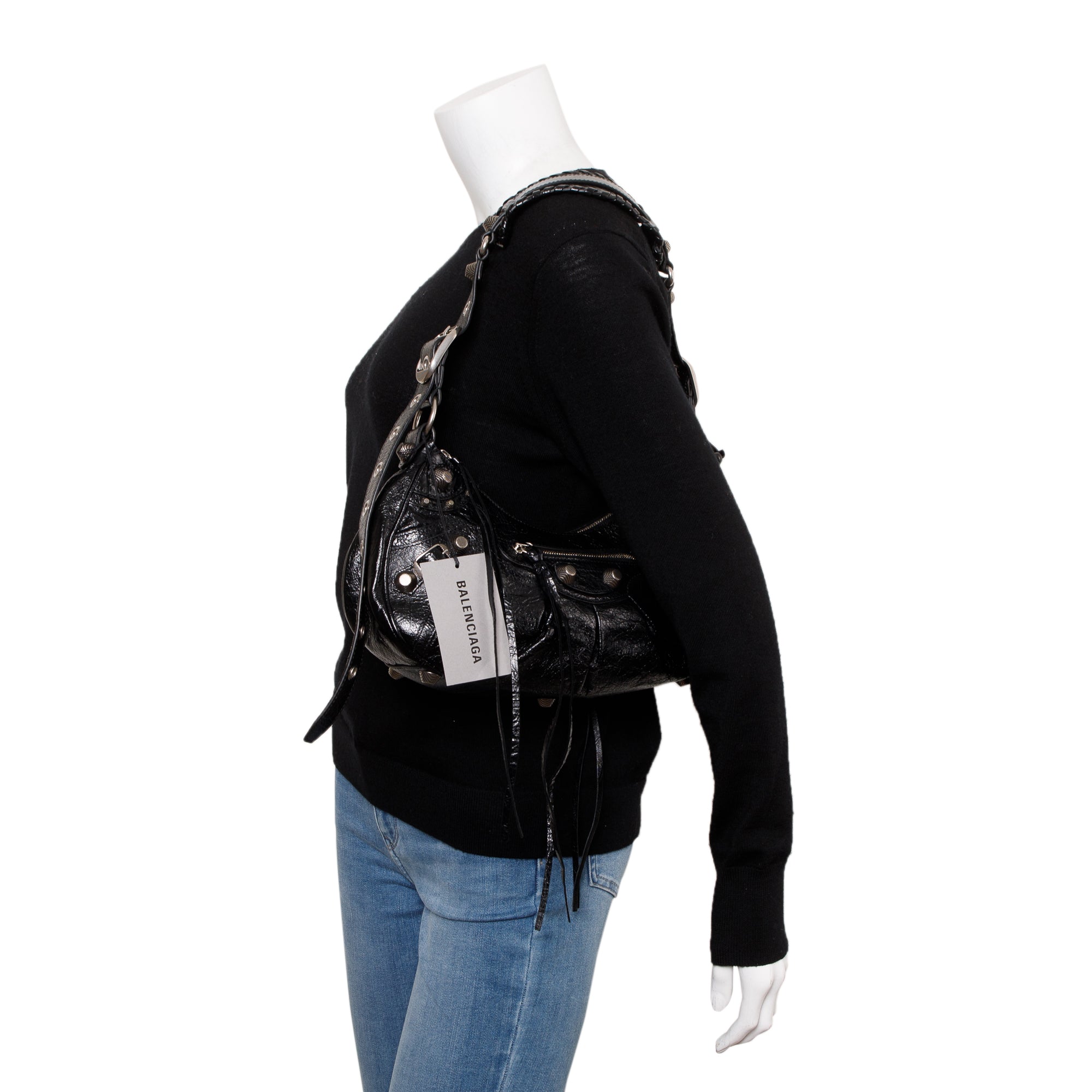 Balenciaga Black Arena Leather Le Cagole Small Shoulder Bag