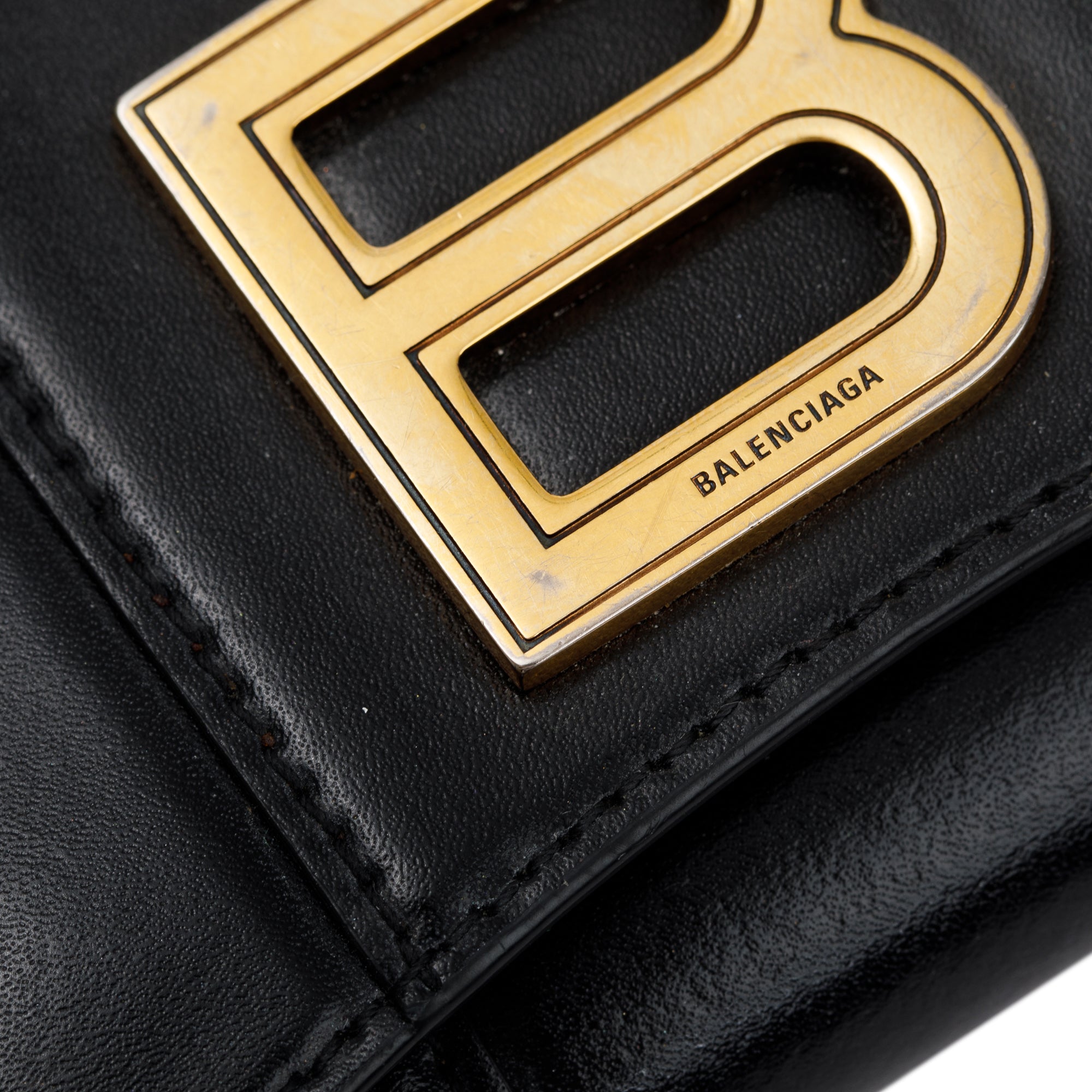 Balenciaga Black Box Calfskin Leather Hourglass Mini Wallet w/ Box