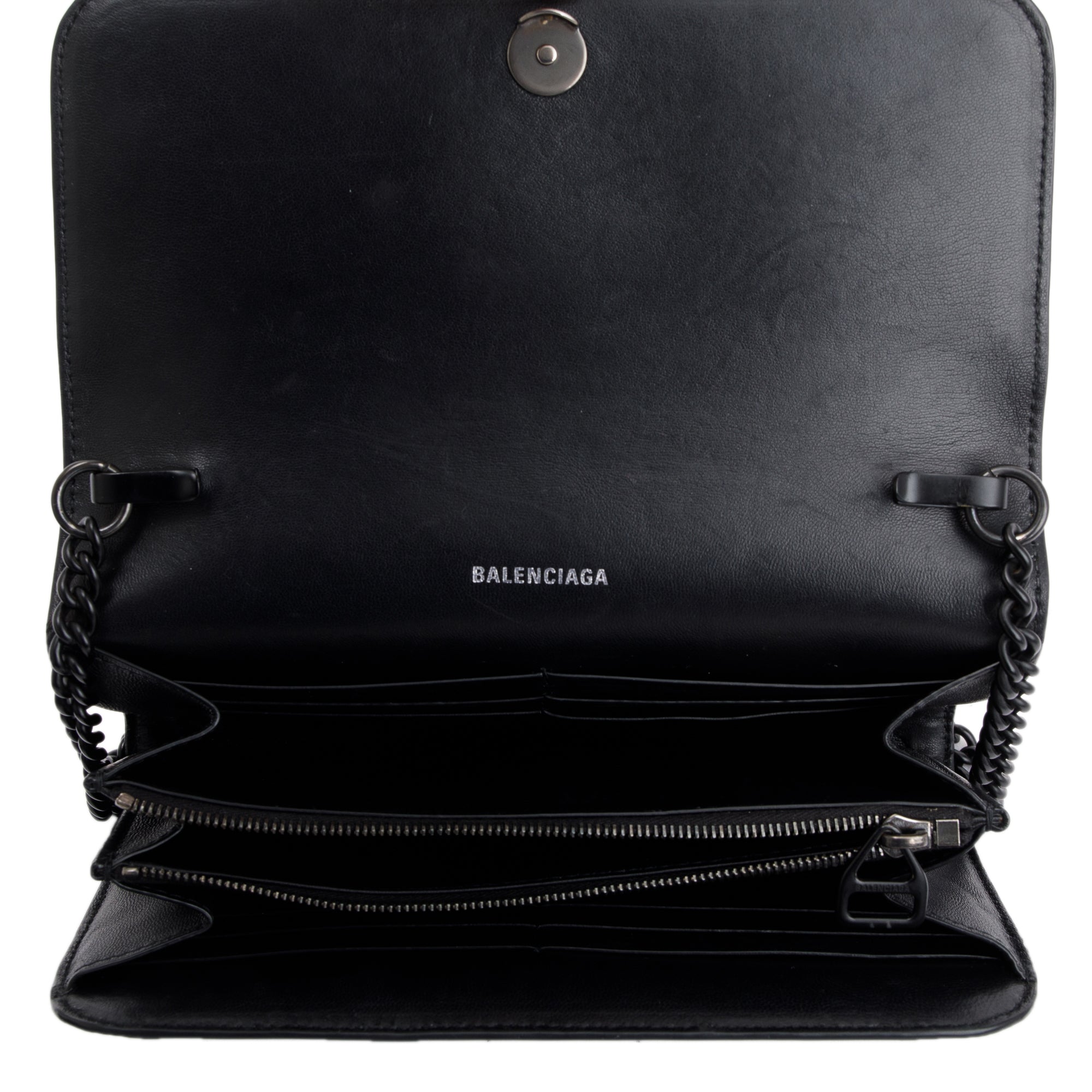 Balenciaga Black Calfskin Leather B. Wallet on Chain