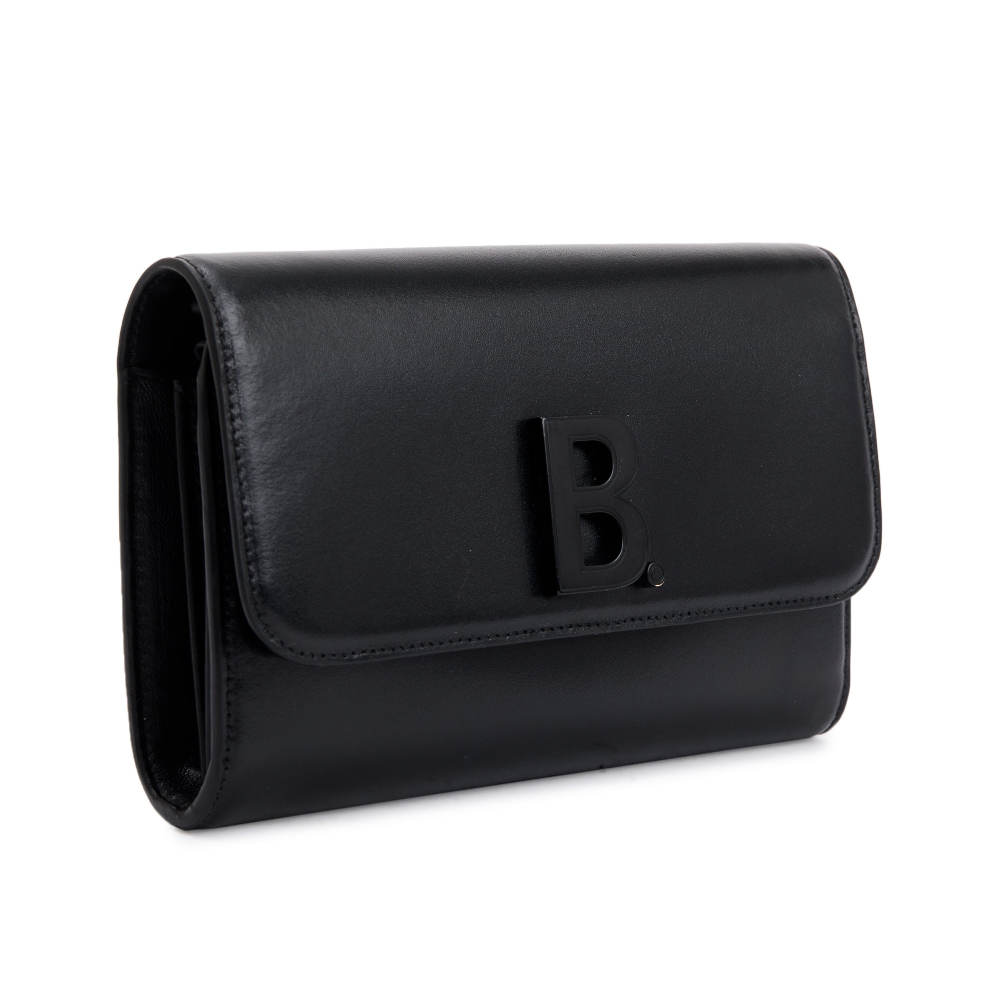 Balenciaga Black Calfskin Leather B. Wallet on Chain