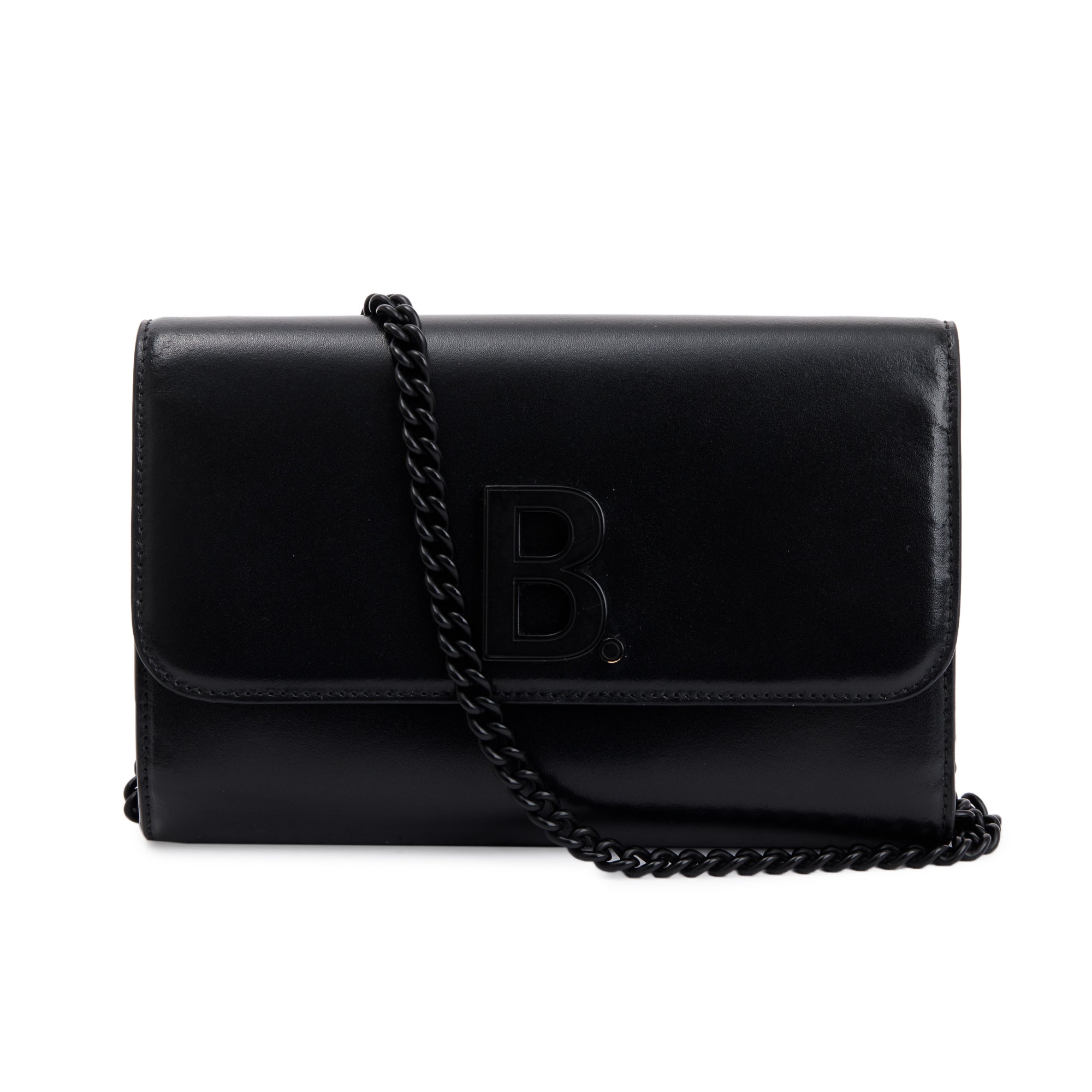 Balenciaga Black Calfskin Leather B. Wallet on Chain