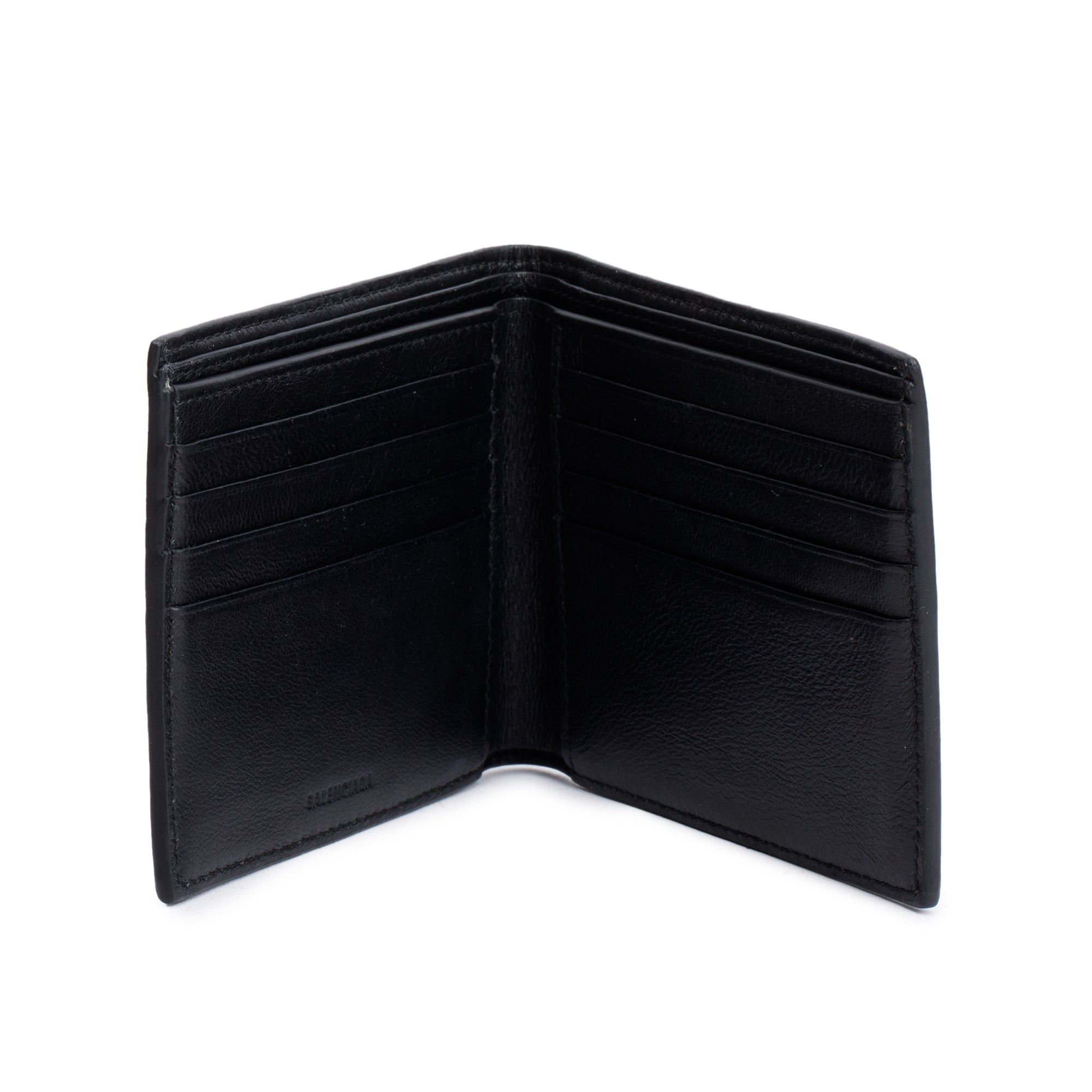 Balenciaga Black Calfskin Leather Cash Square Bifold Wallet