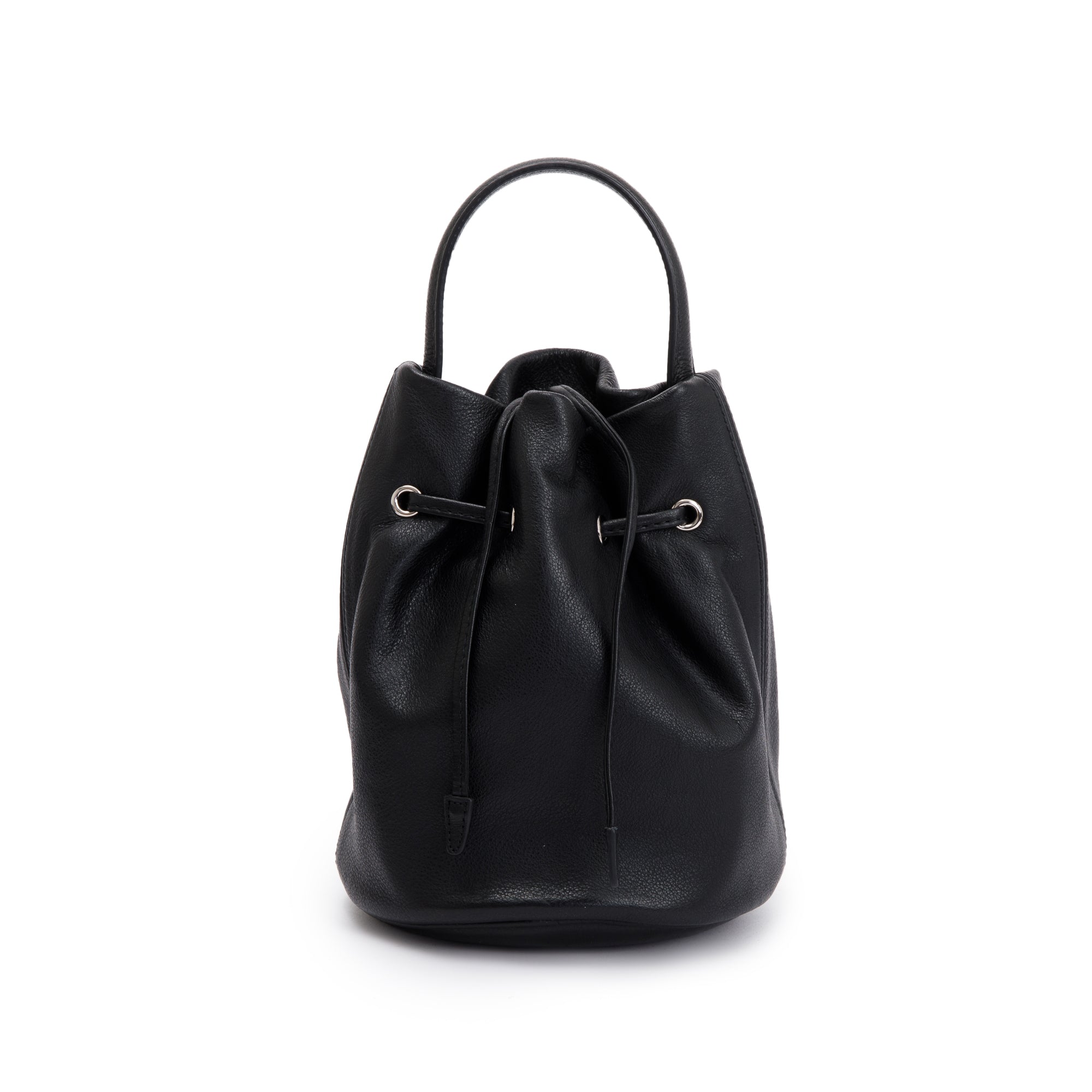 Balenciaga Black Calfskin Leather Everyday XS Drawstring Bucket Bag w/ Strap