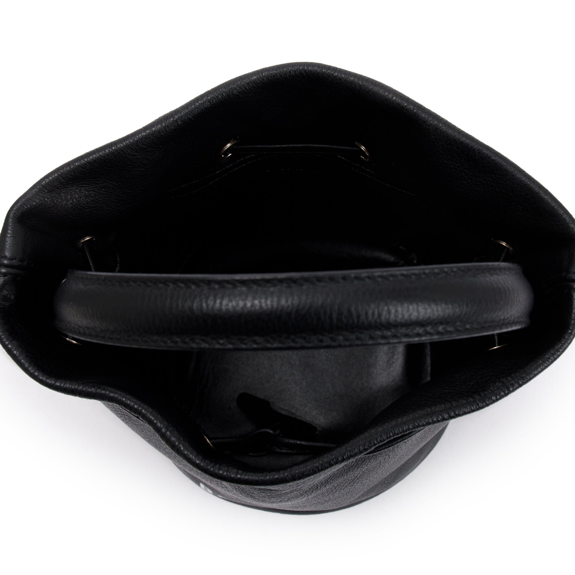 Balenciaga Black Calfskin Leather Everyday XS Drawstring Bucket Bag w/ Strap