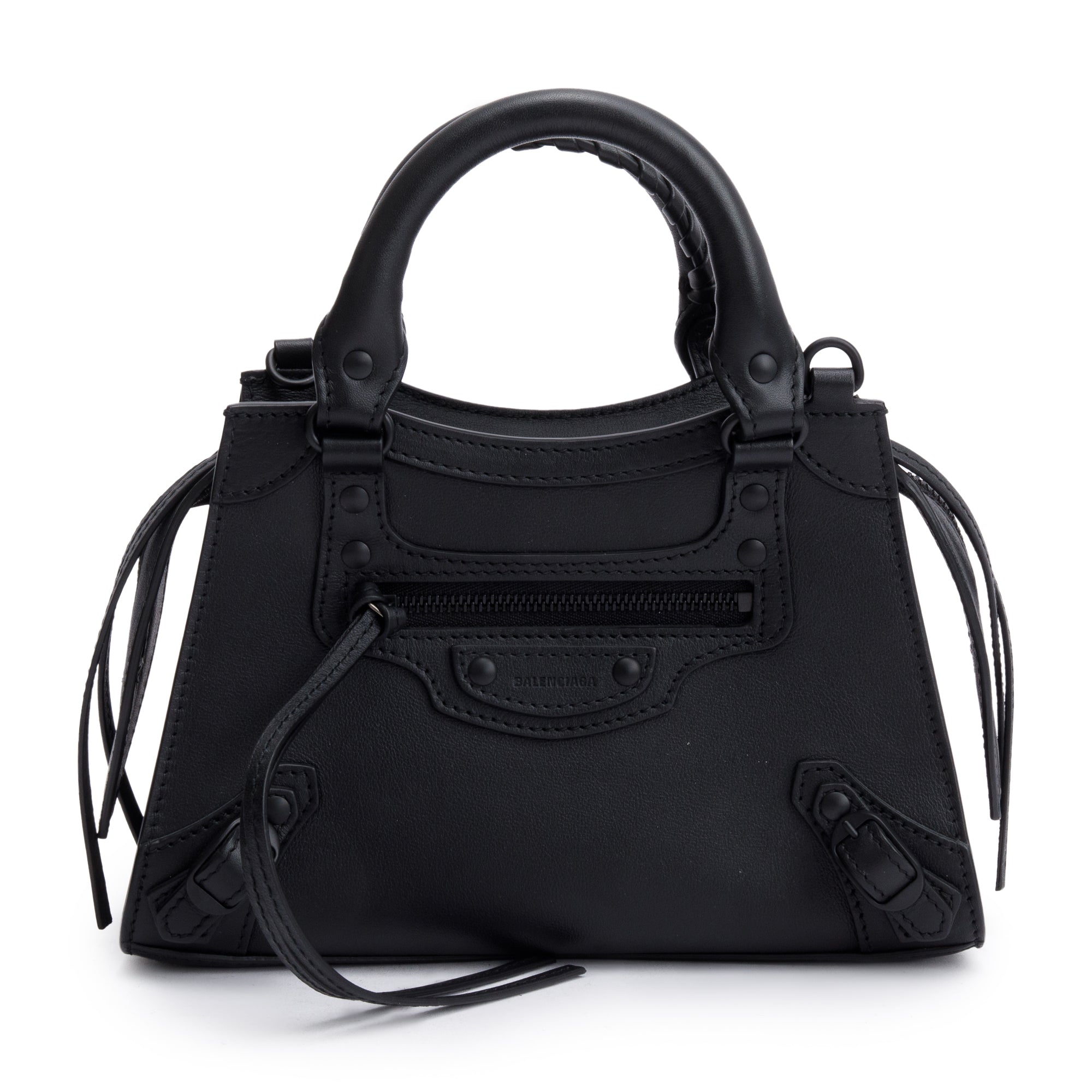 Balenciaga Black Calfskin Leather MIni Neo Classic Top Handle Bag w/ Strap