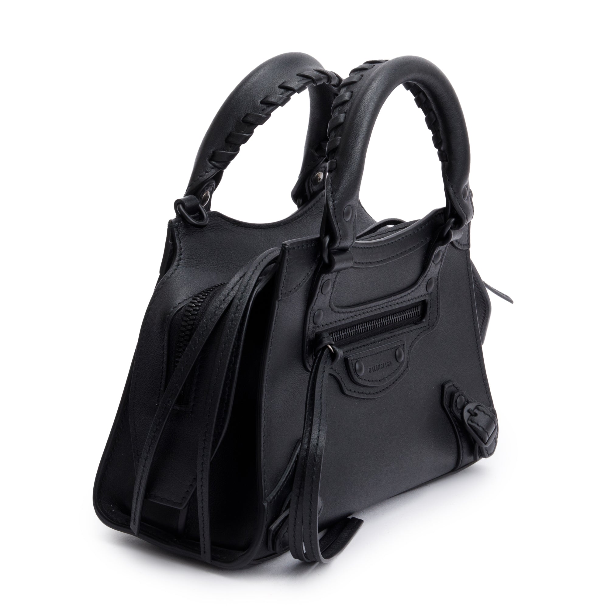 Balenciaga Black Calfskin Leather MIni Neo Classic Top Handle Bag w/ Strap