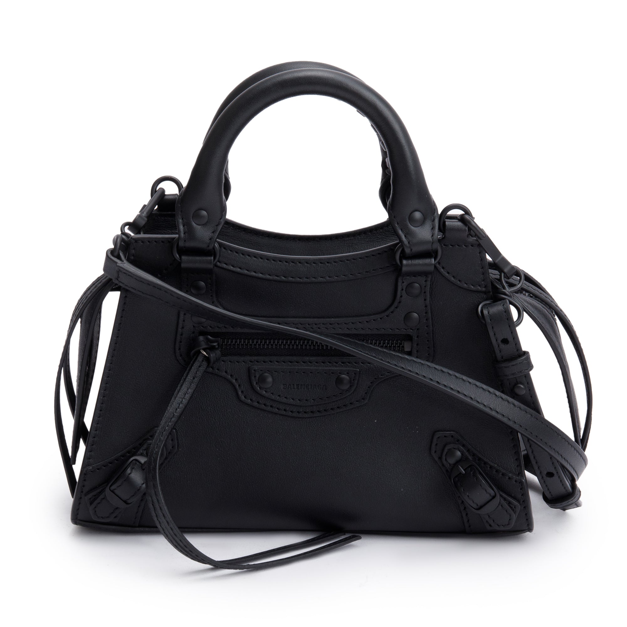 Balenciaga Black Calfskin Leather MIni Neo Classic Top Handle Bag w/ Strap