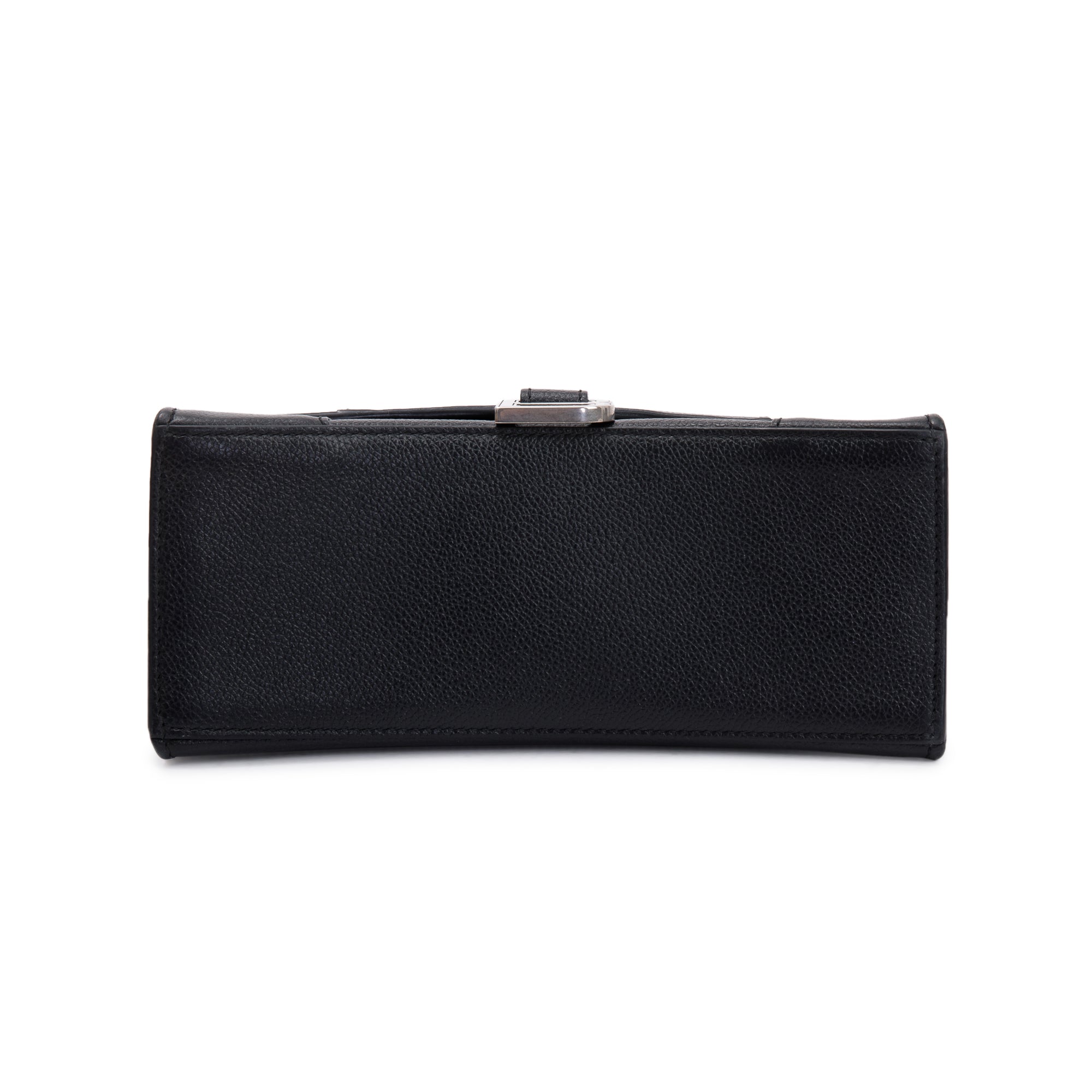 Balenciaga Black Calfskin Leather Small Hourglass Top Handle Bag w/ Strap