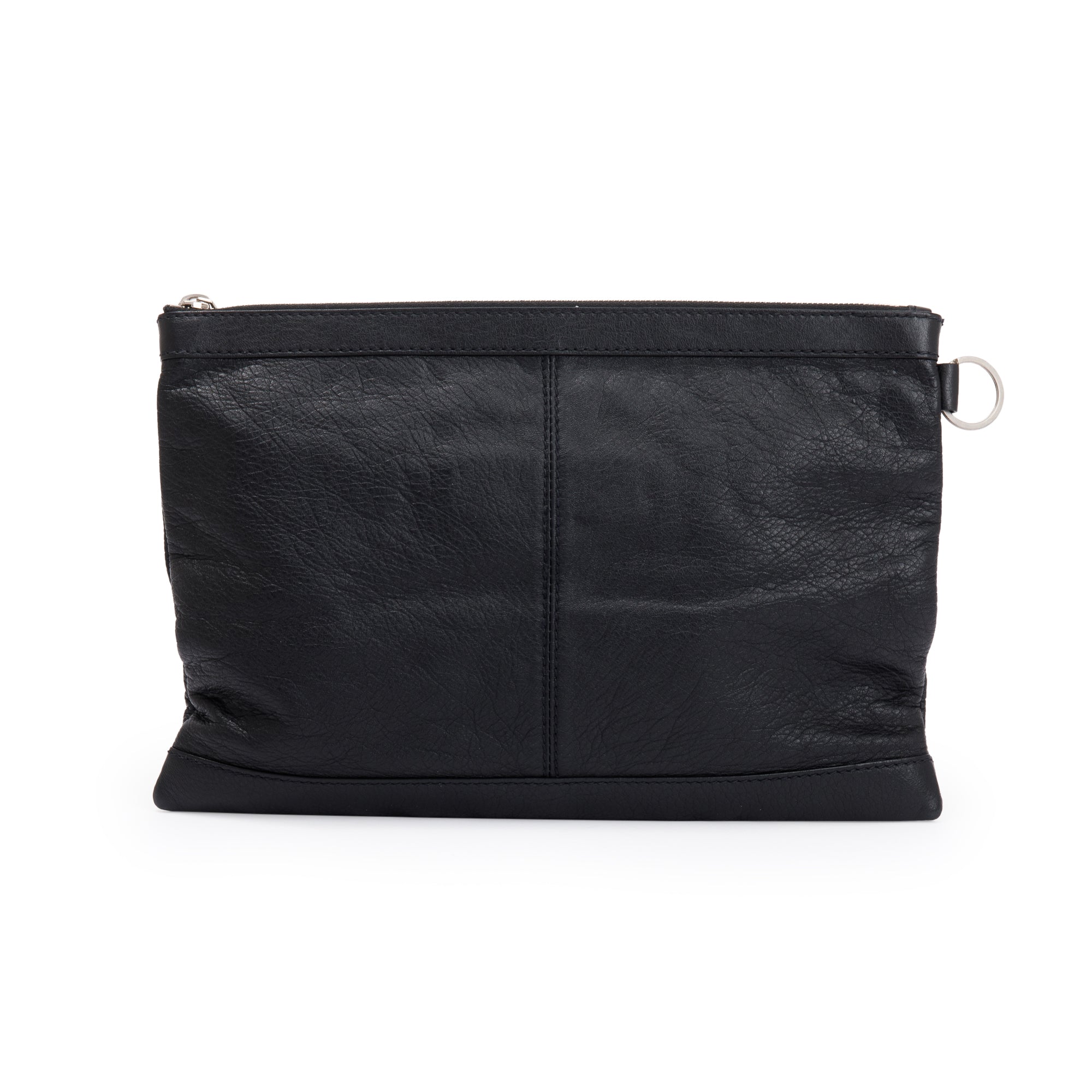 Balenciaga Black Calfskin Motocross Classic Clip L Pouch