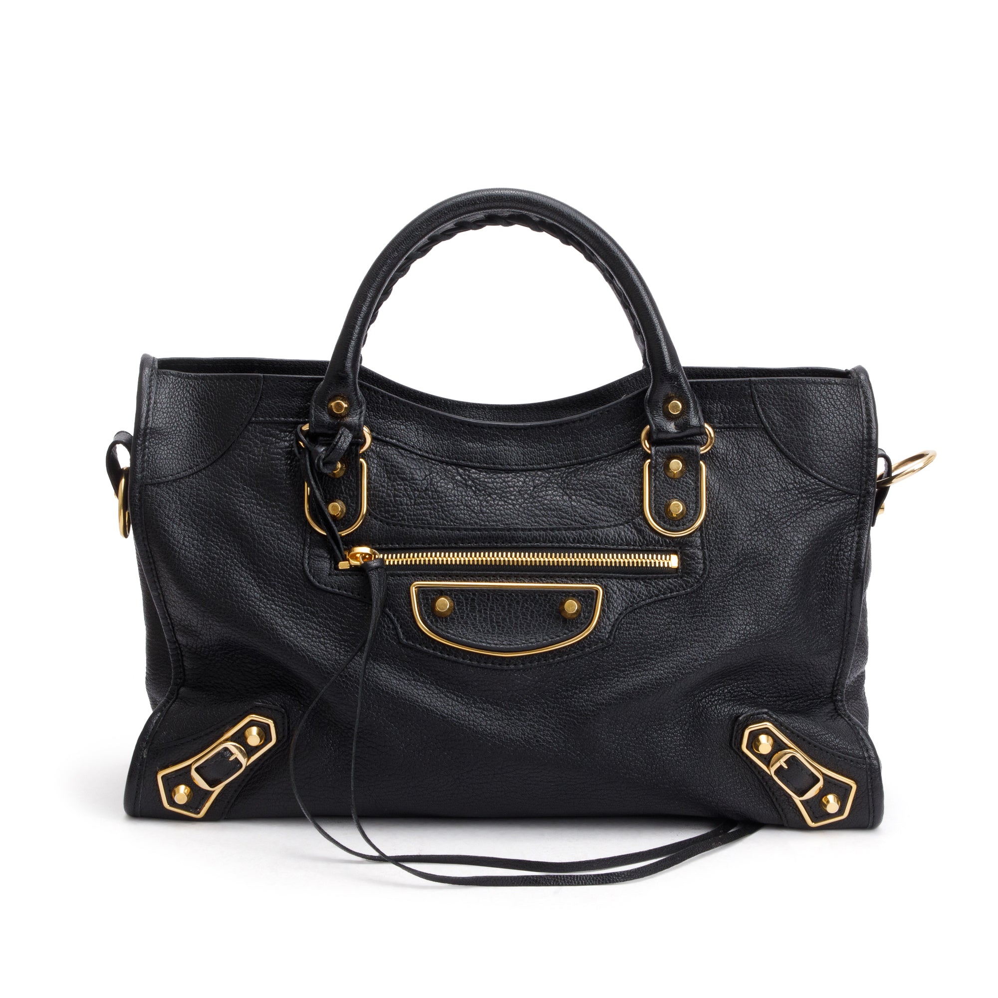 Balenciaga Black Chevre Leather Metallic Edge City Bag