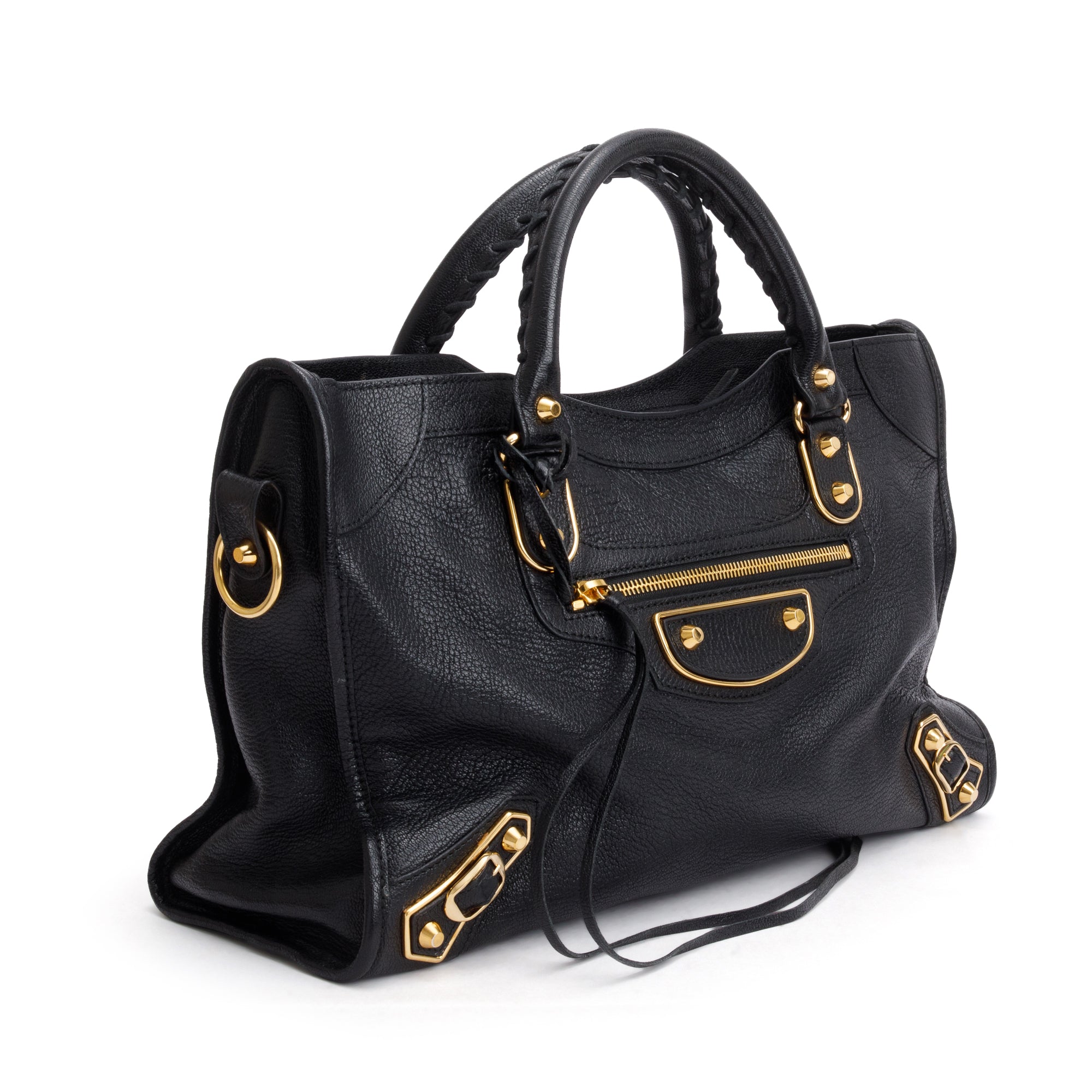 Balenciaga Black Chevre Leather Metallic Edge City Bag
