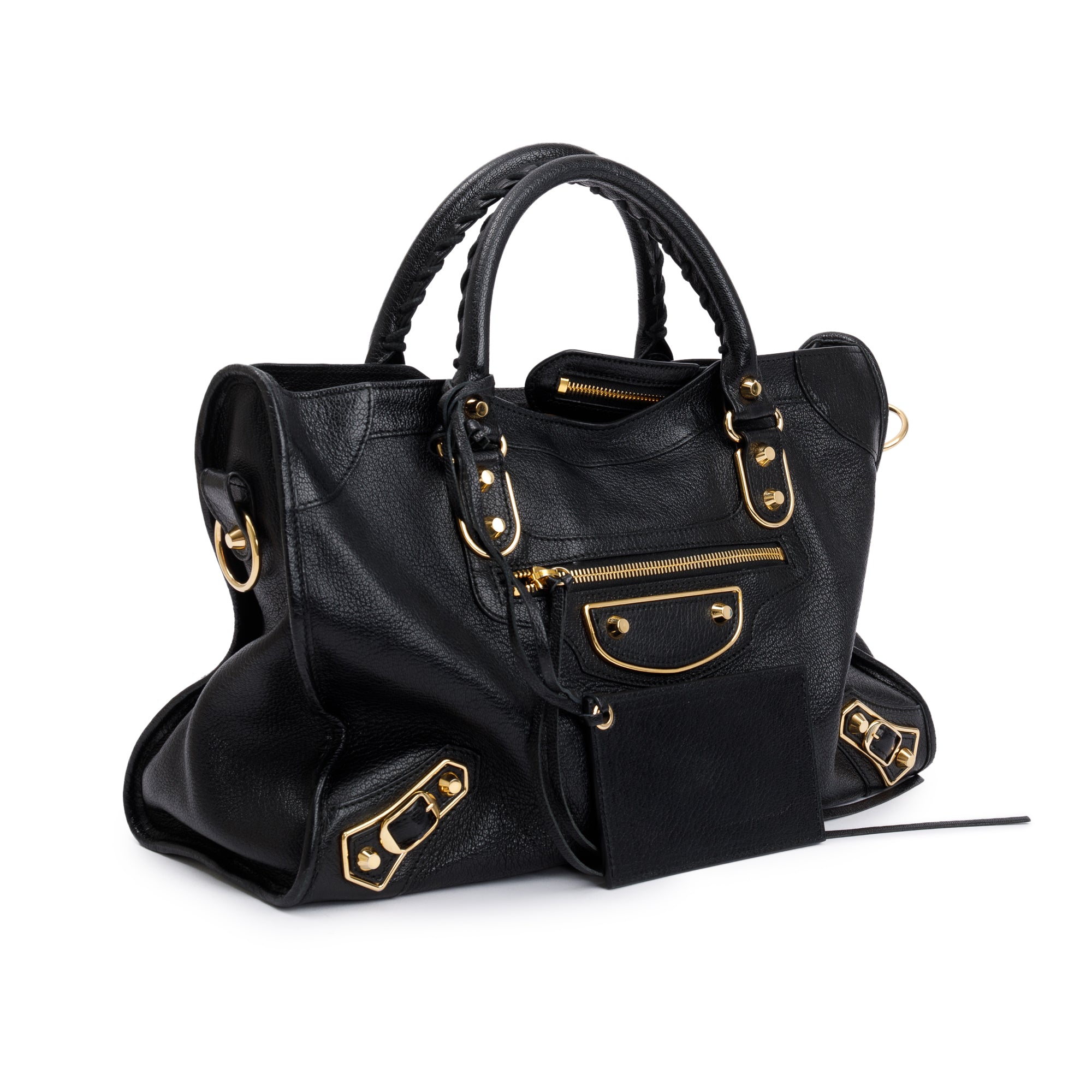 Balenciaga Black Chevre Leather Metallic Edge City Bag