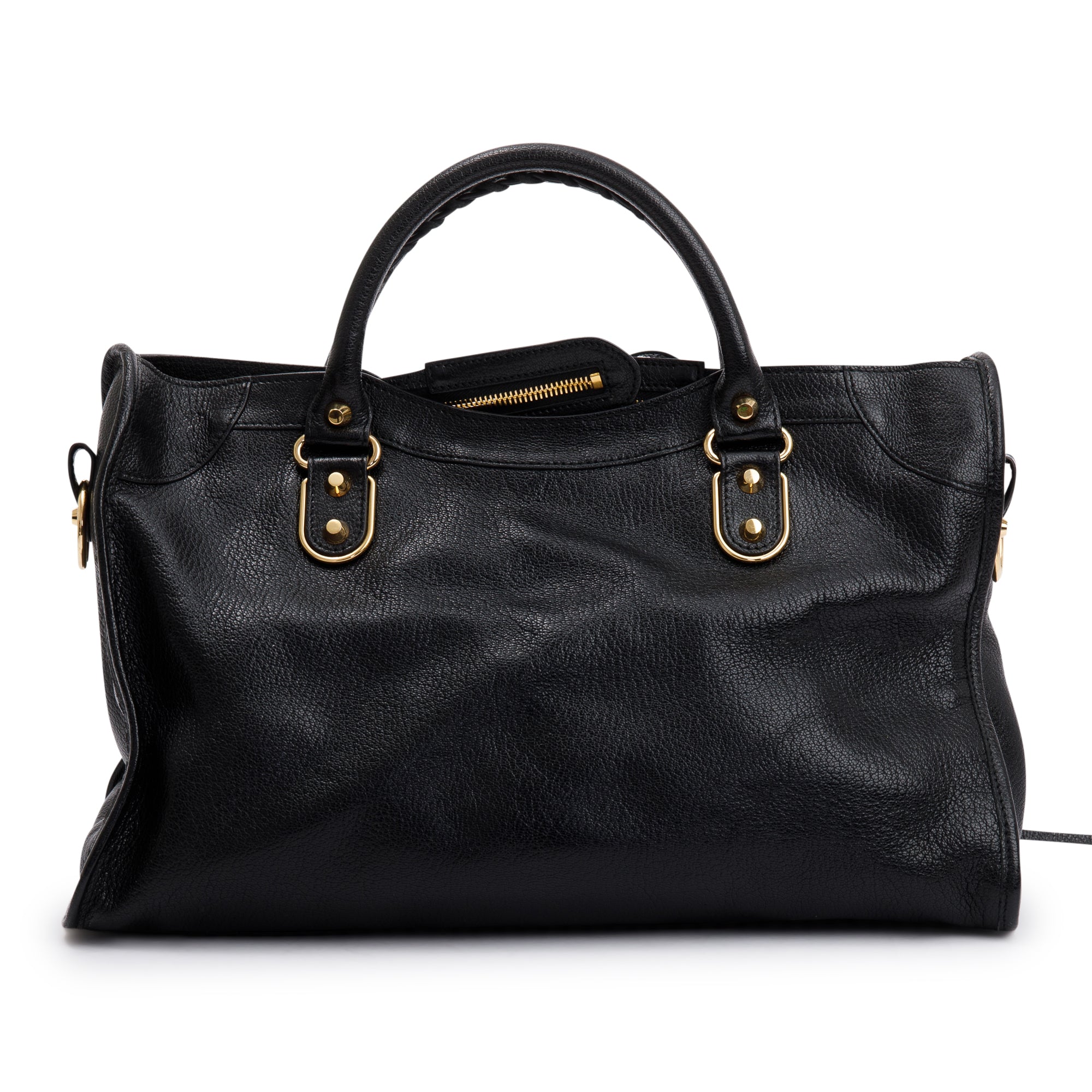 Balenciaga Black Chevre Leather Metallic Edge City Bag