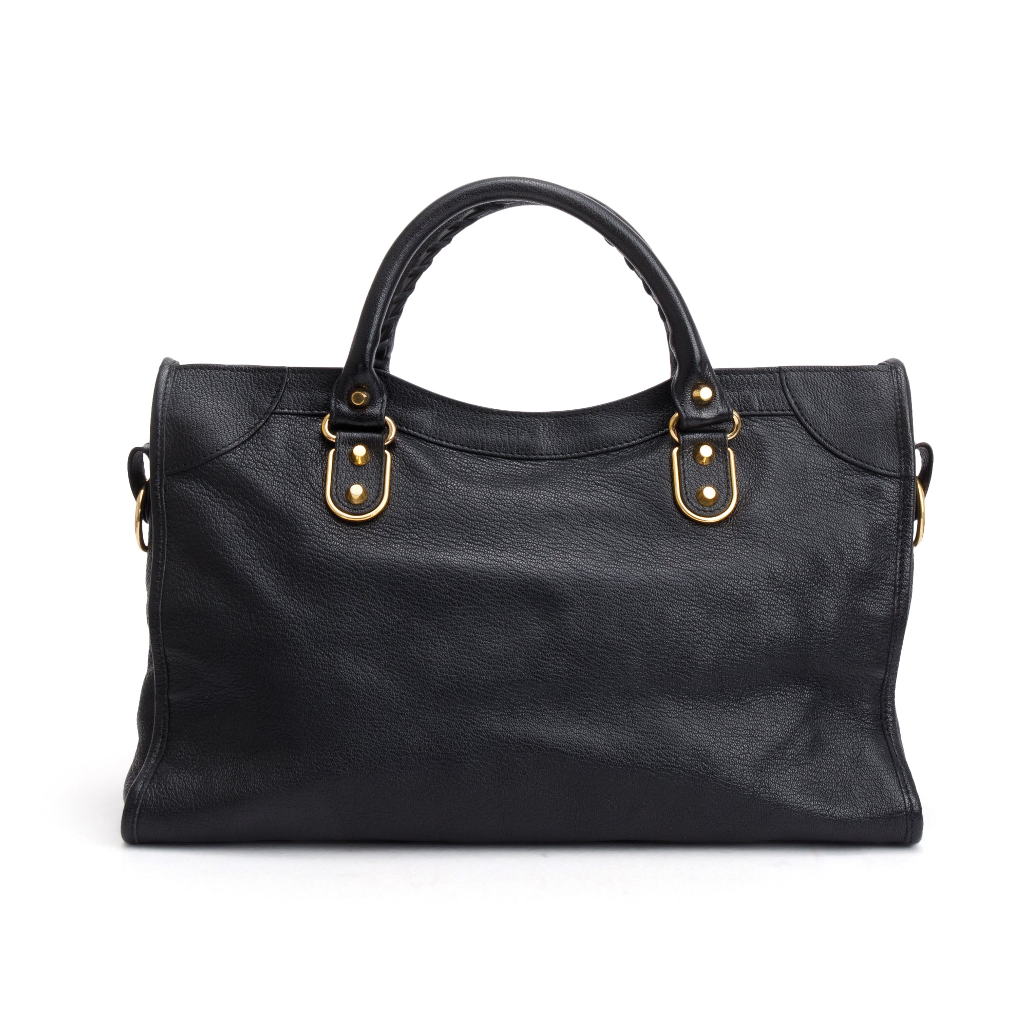 Balenciaga Black Chevre Leather Metallic Edge City Bag