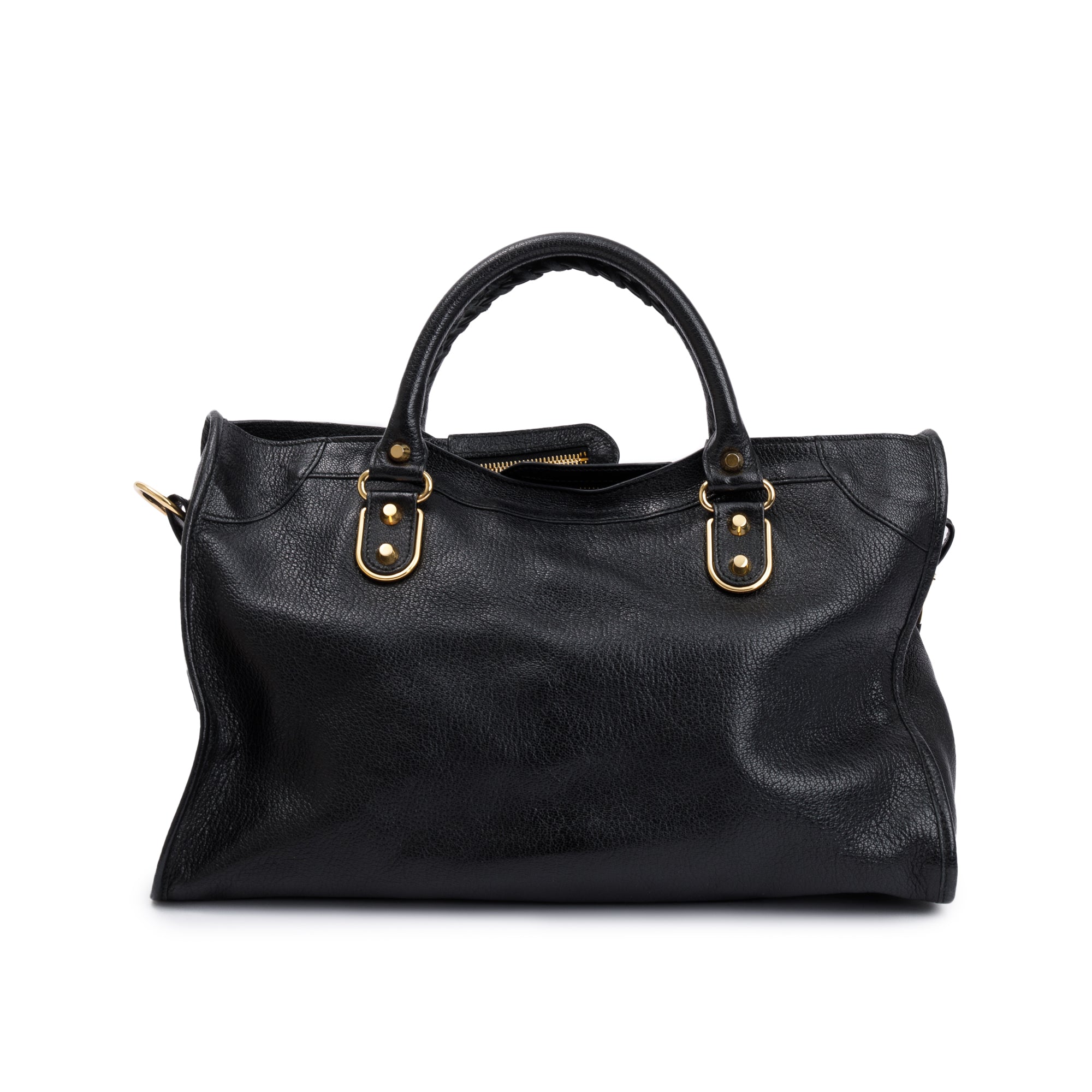 Balenciaga Black Chevre Leather Metallic Edge City Bag