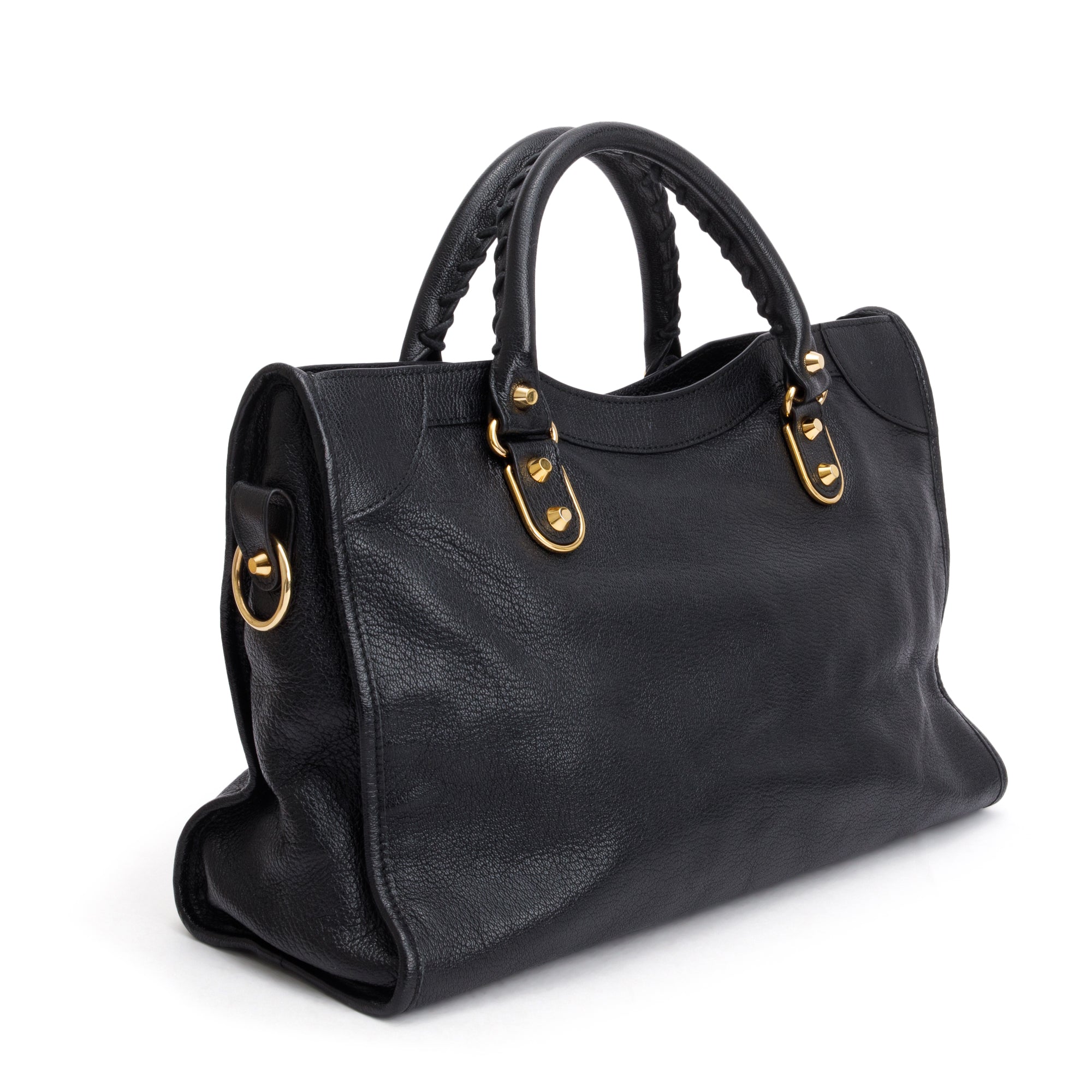 Balenciaga Black Chevre Leather Metallic Edge City Bag