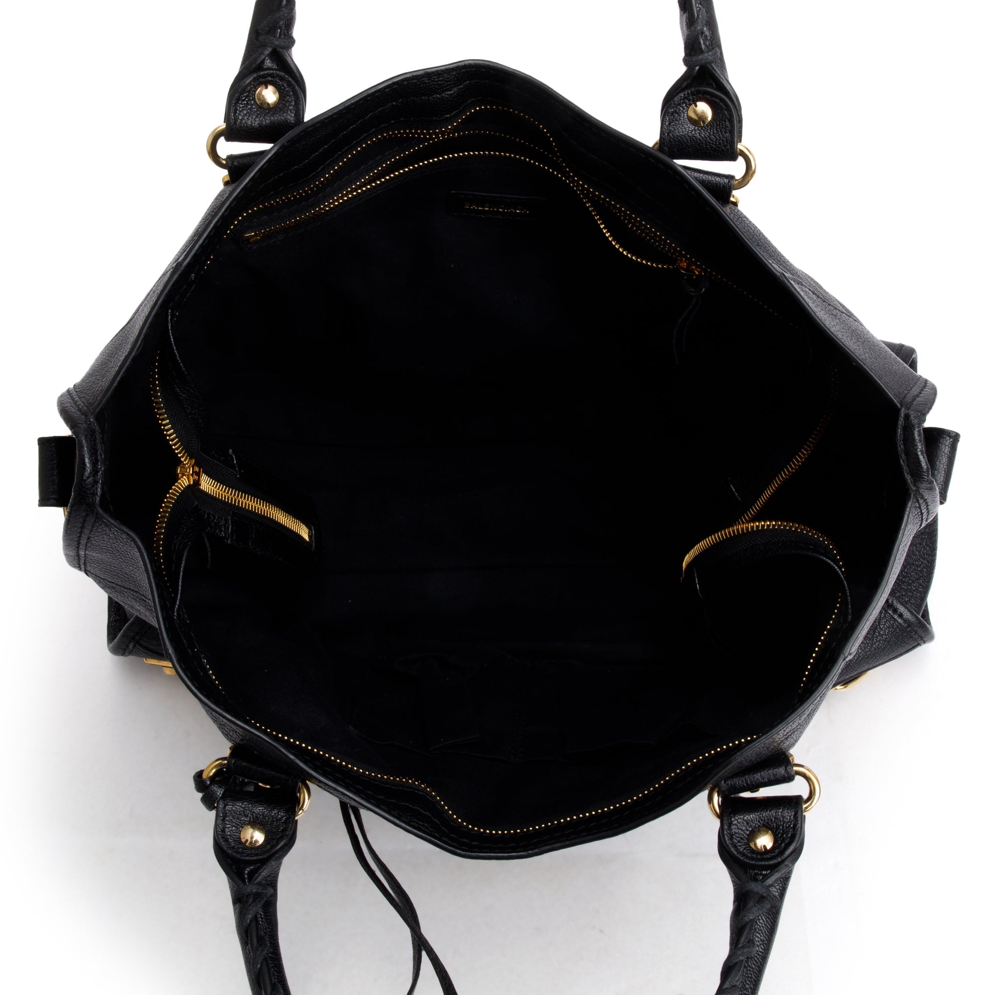 Balenciaga Black Chevre Leather Metallic Edge City Bag