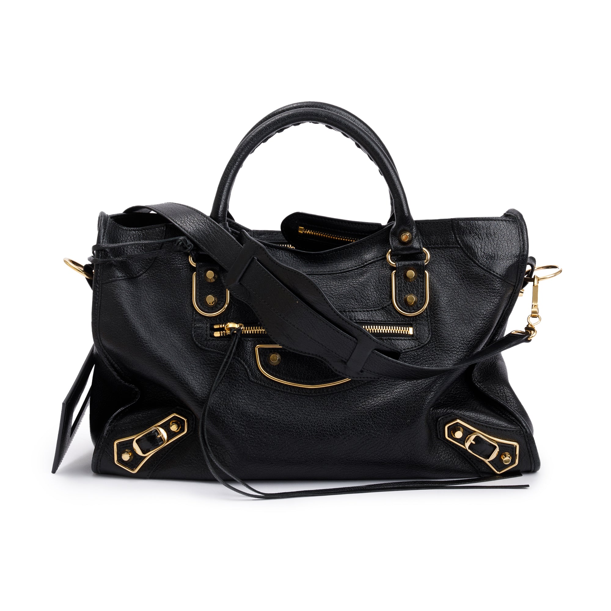 Balenciaga Black Chevre Leather Metallic Edge City Bag