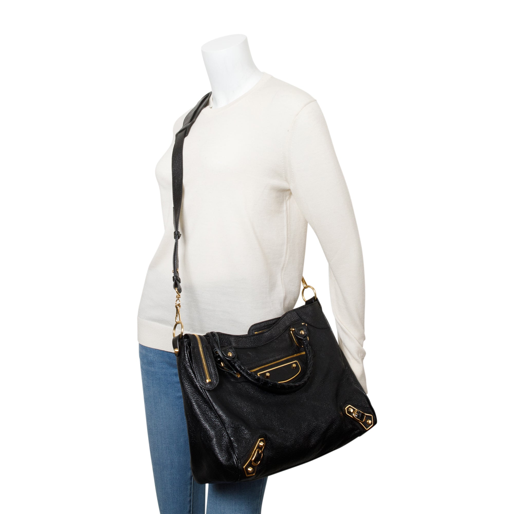 Balenciaga Black Chevre Leather Metallic Edge Velo City Bag – OLIVER'S