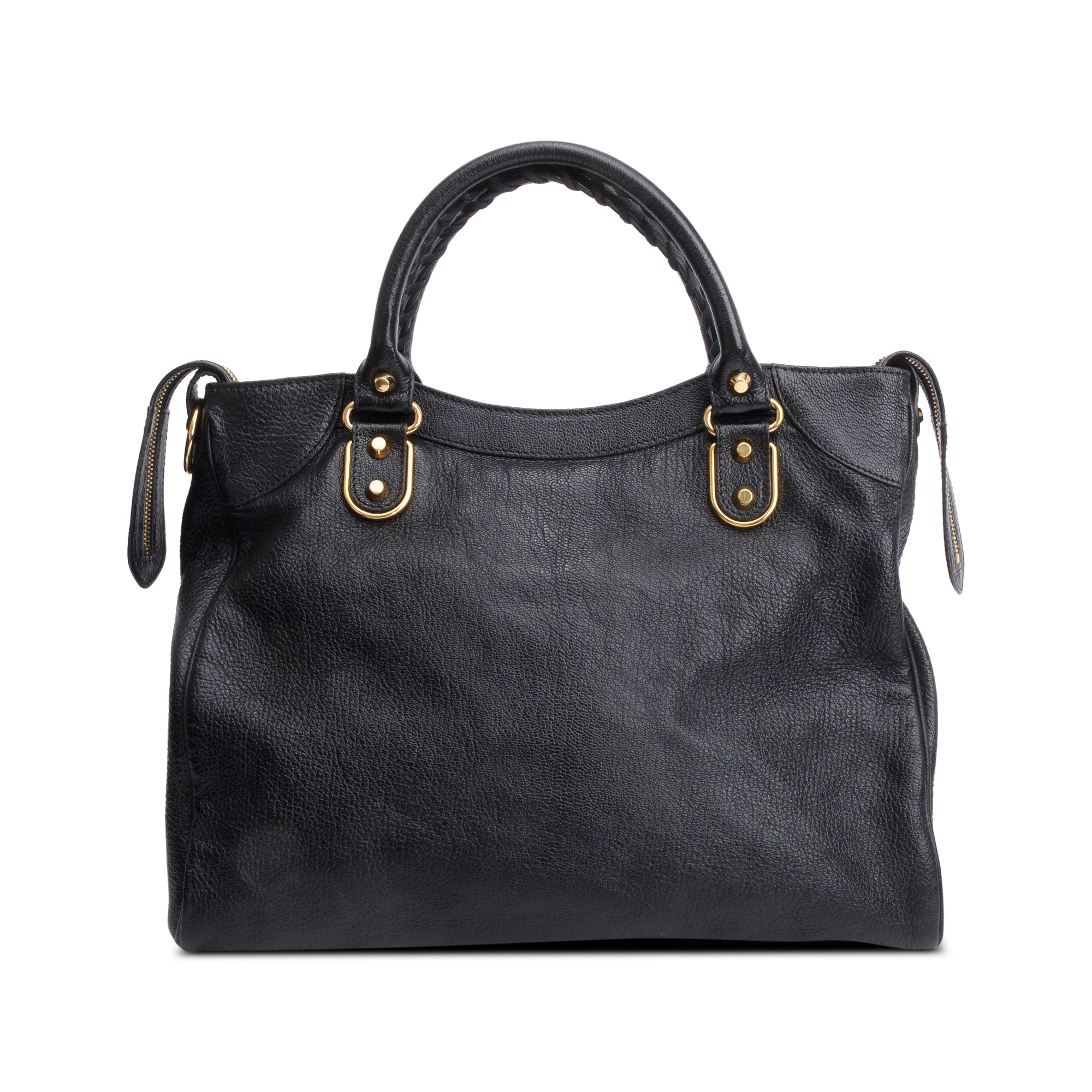 Balenciaga Black Chevre Leather Metallic Edge Velo City Bag