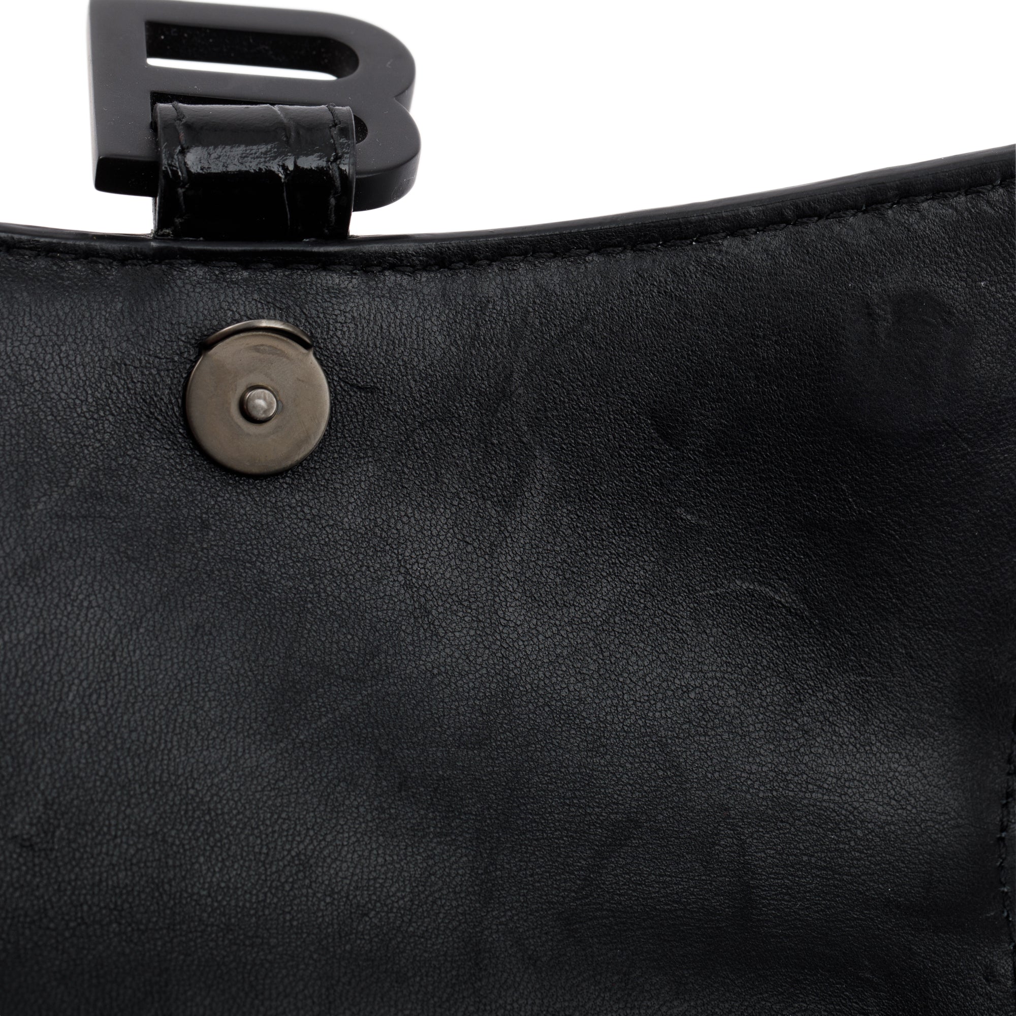 Balenciaga Black Croc-Embossed Hourglass XS Top Handle Bag