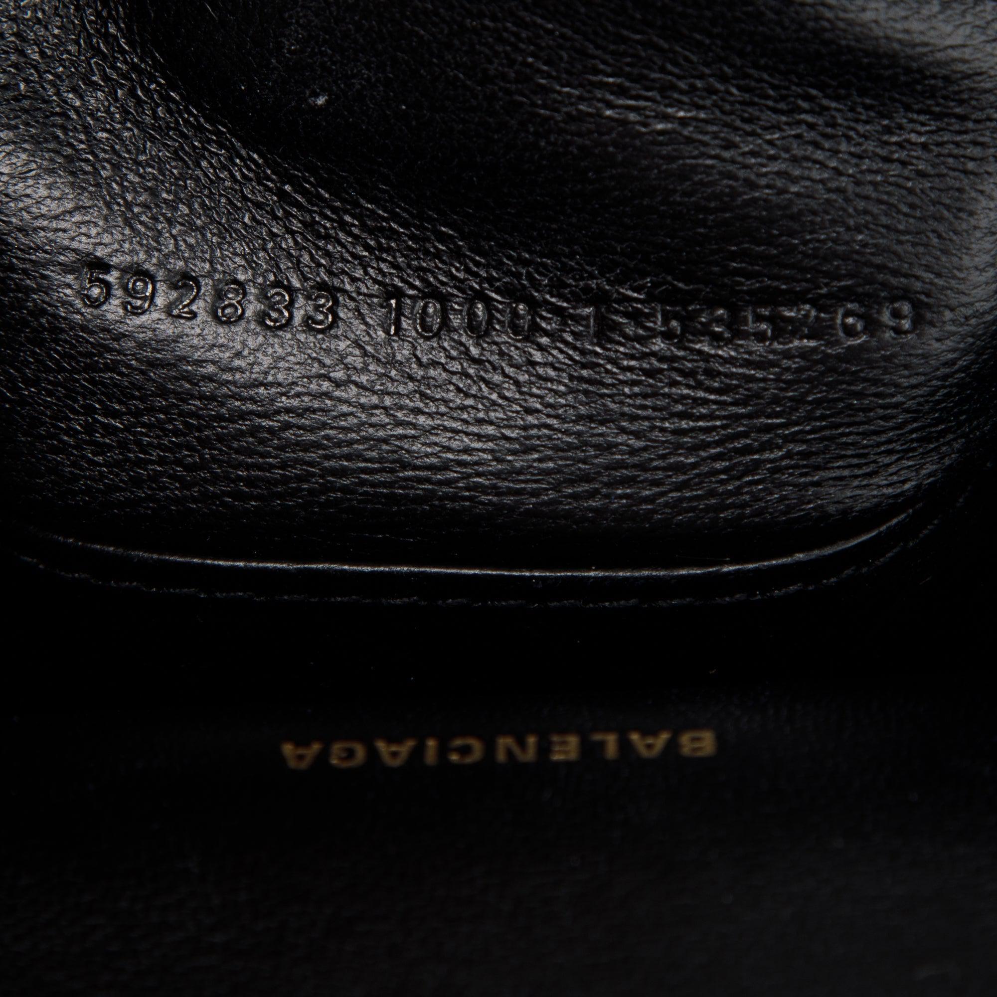 Balenciaga Black Croc-Embossed Hourglass XS Top Handle Bag w/ Strap