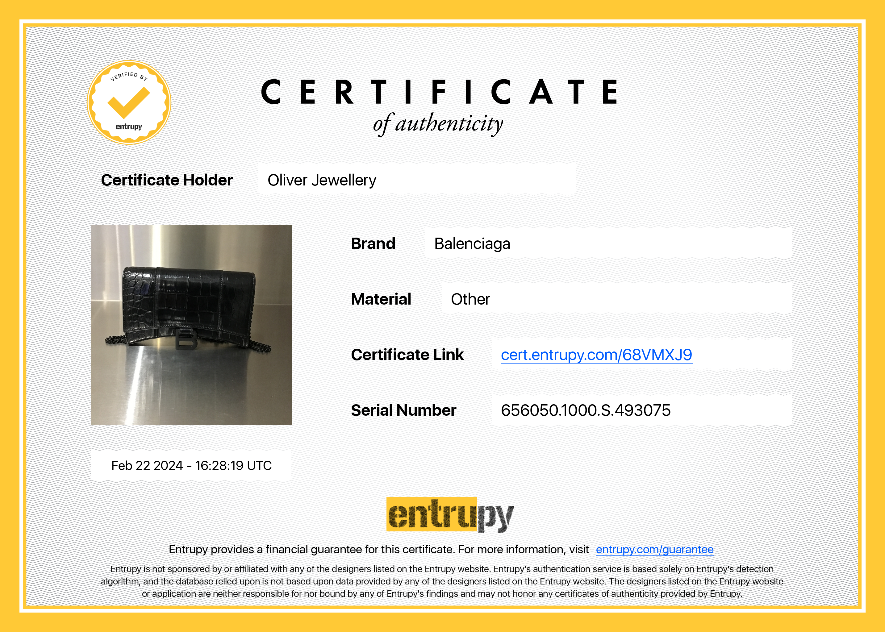 Balenciaga Black Croc-Embossed Leather Hourglass Wallet on Chain